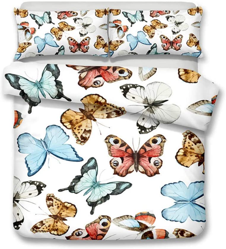 Price:$13.27 3D Bedding Set Butterfly Print King Duvet Cover Lifelike Bedclothes with Pillowcase Home Textiles for Adults Full Queen Quilt Cover (Only Two 50x75cm Pillowcases) : Home & Kitchen