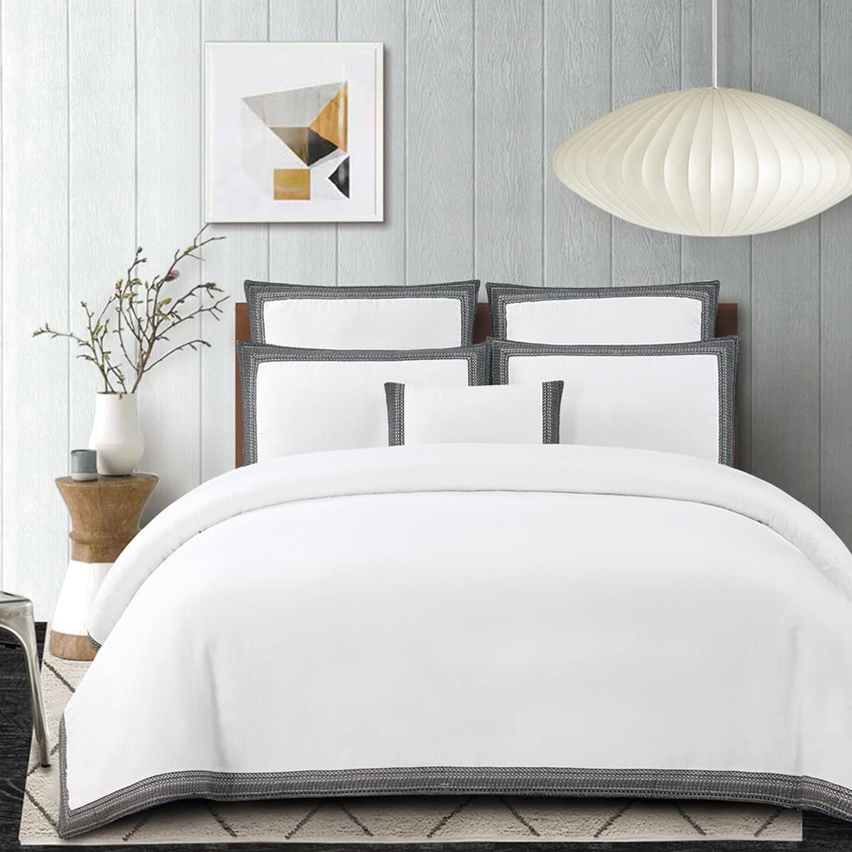 Price:$238.37 Home Sofia Embroidered Belgian Linen Duvet Cover Set, King, Slate Grey : Home & Kitchen