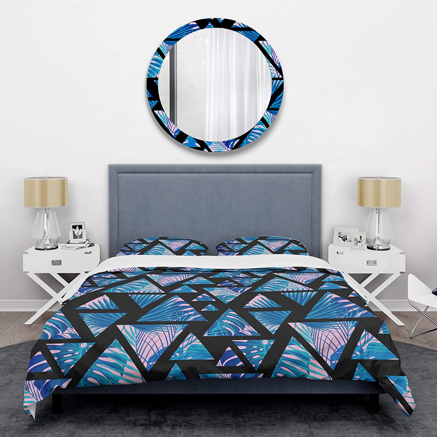 Price:$85.76 'Retro Floral Pattern XIV' Mid-Century Modern Duvet Cover Set : Home & Kitchen