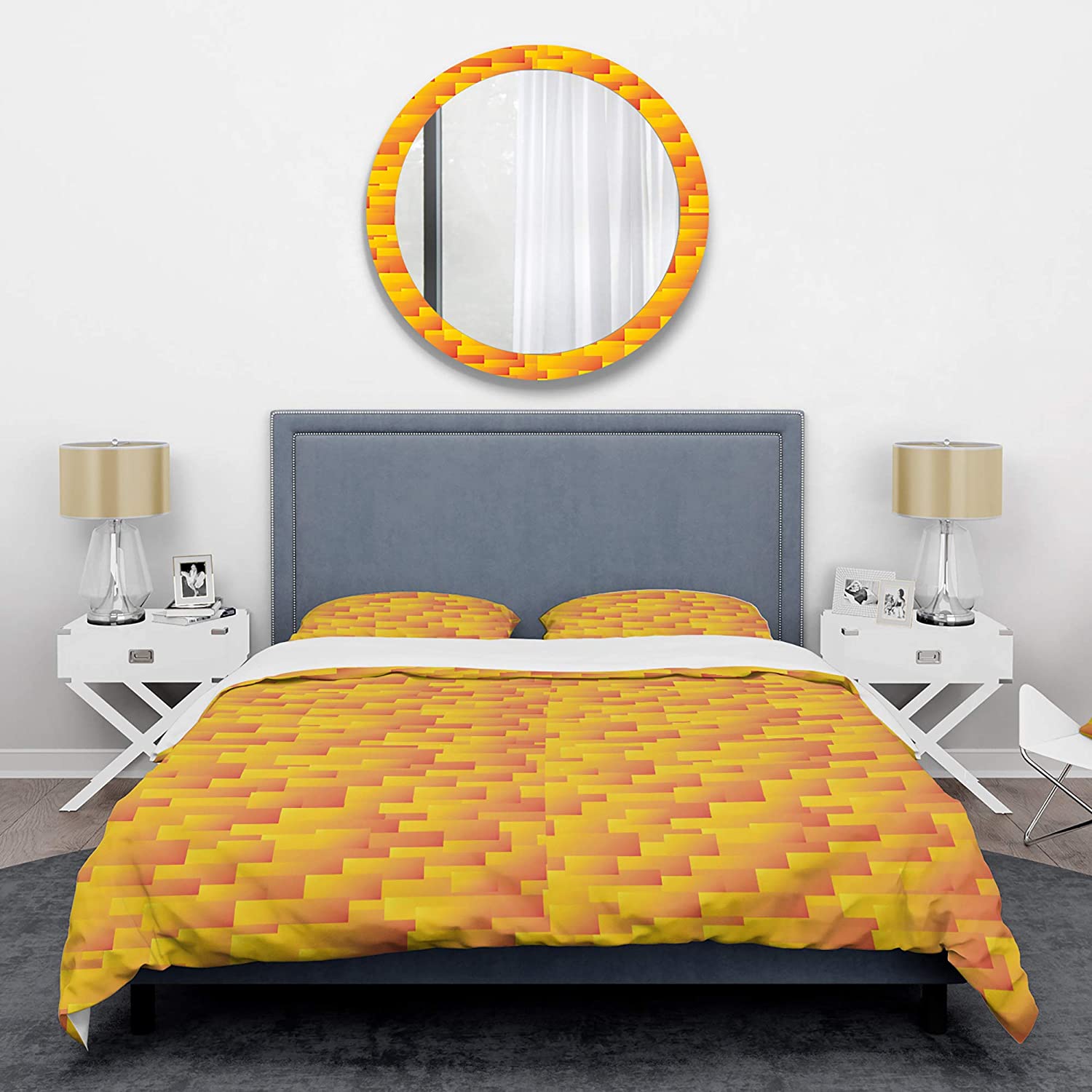 Price:$85.76 'Retro Square Design VIII' Mid-Century Modern Duvet Cover Set : Home & Kitchen