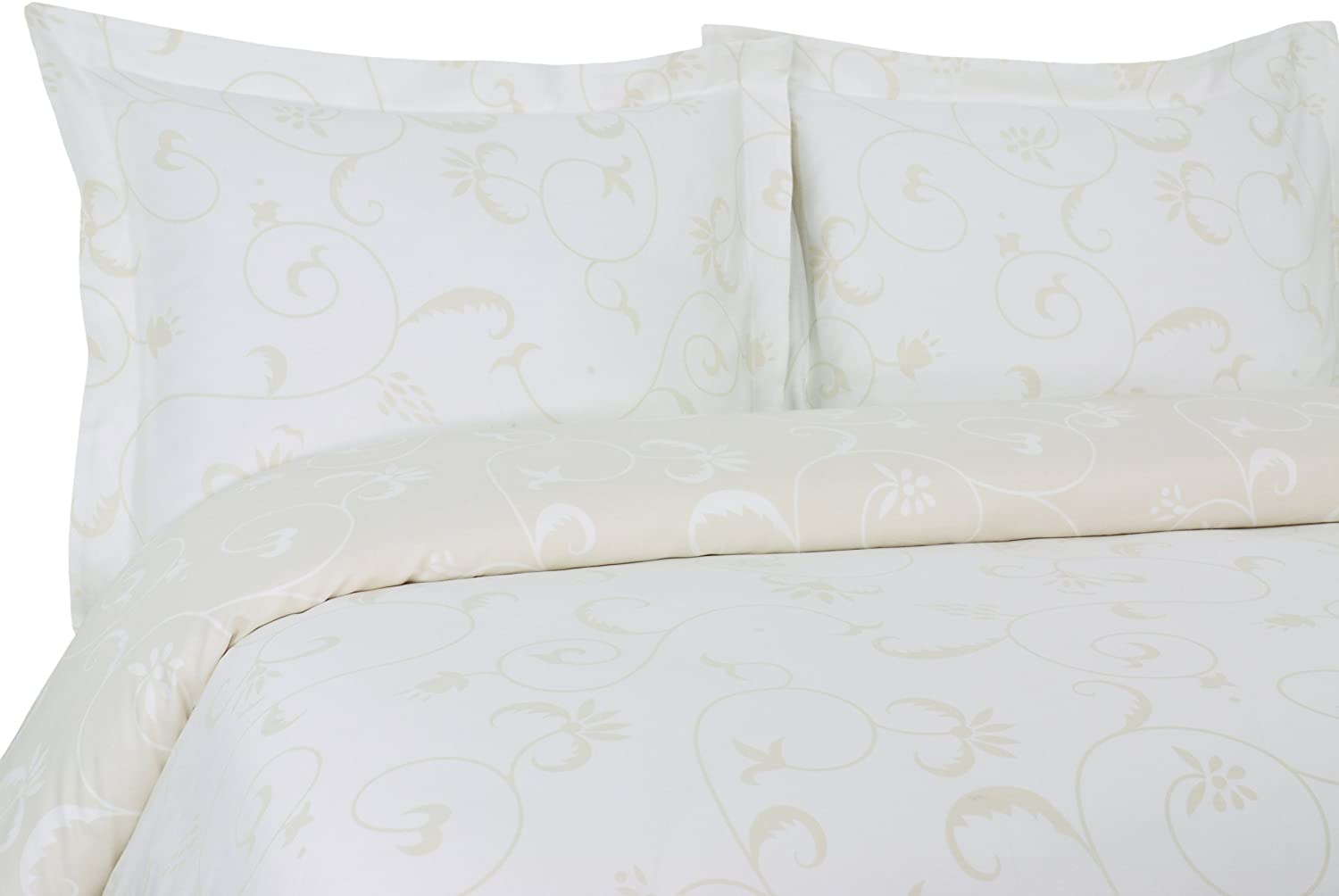Price:$50.99 Home Bella Collection Reversible 300 Thread Count Cotton Sateen 3-Piece Duvet/Sham Set, Full/Queen Size, Subtle Ivory : Home & Kitchen