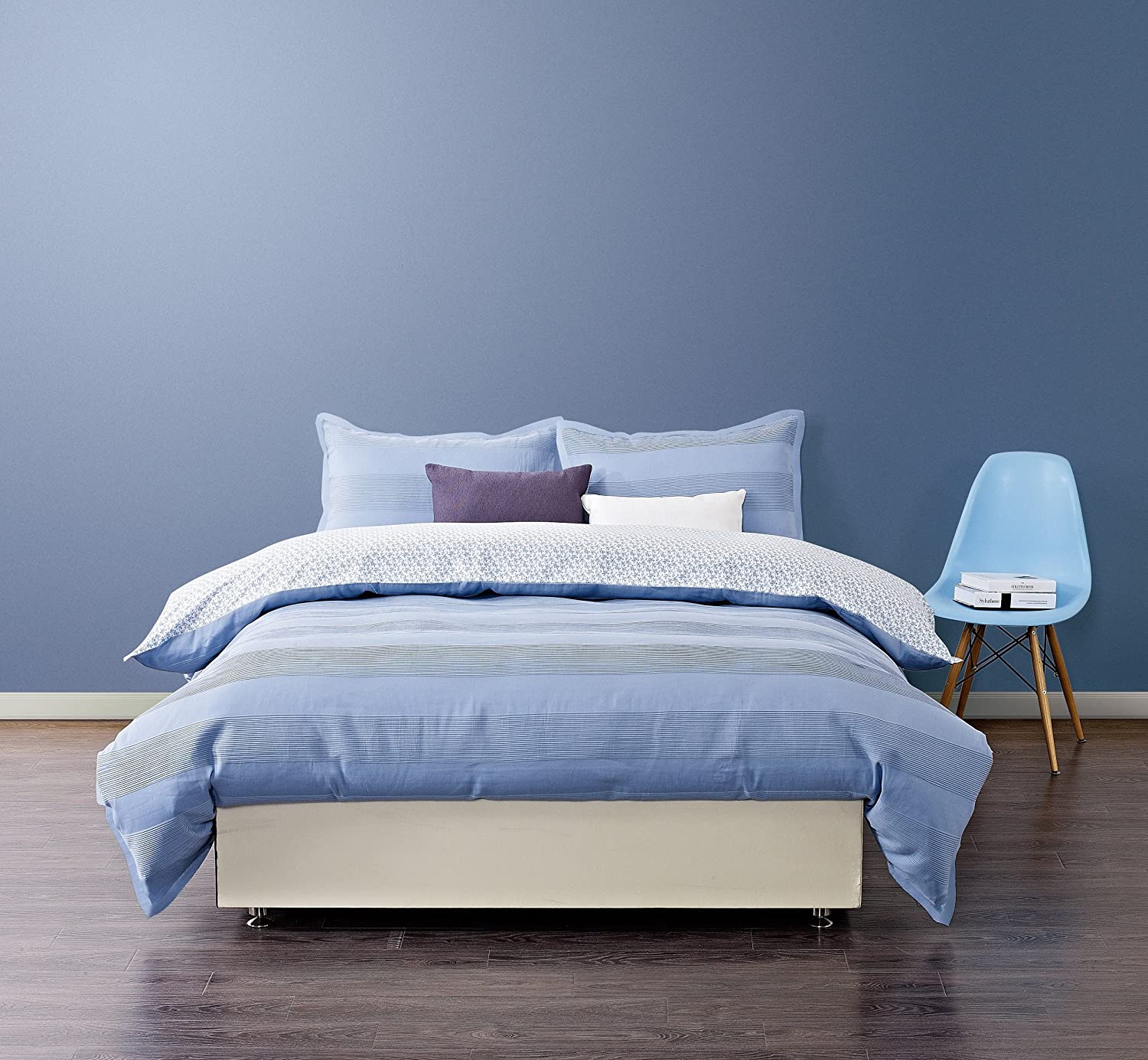 Price:$134.46 3 Piece Vasalis Organic Cotton Duvet Set, Queen, Blue : Home & Kitchen