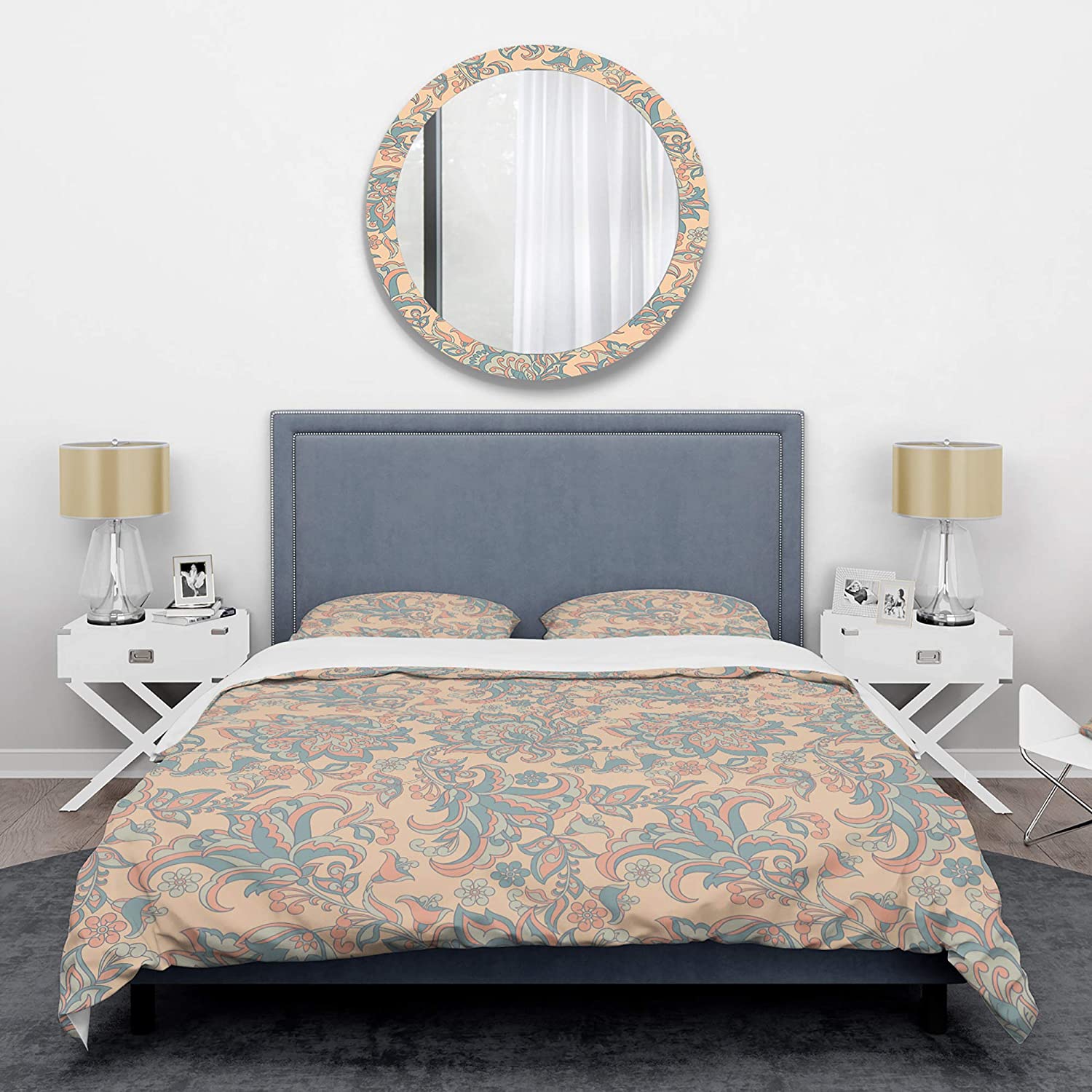 Price:$120.04 'Retro Indian Floral Batik II' Mid-Century Modern Duvet Cover Set : Home & Kitchen