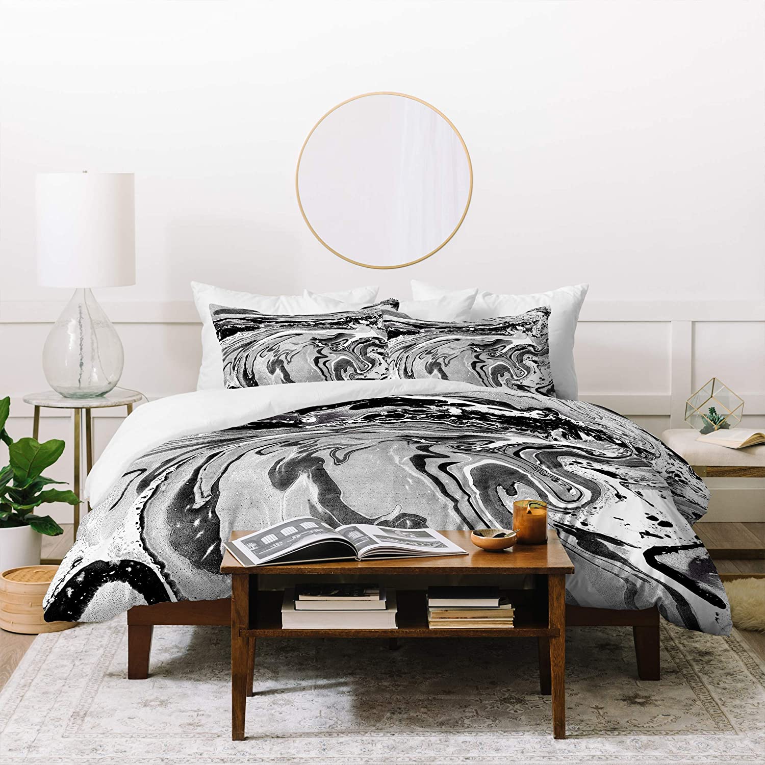Price:$202.90 Designs Amy Sia Marble Monochrome Duvet Set with Two Pillow Shams, King, Black and White : Home & Kitchen