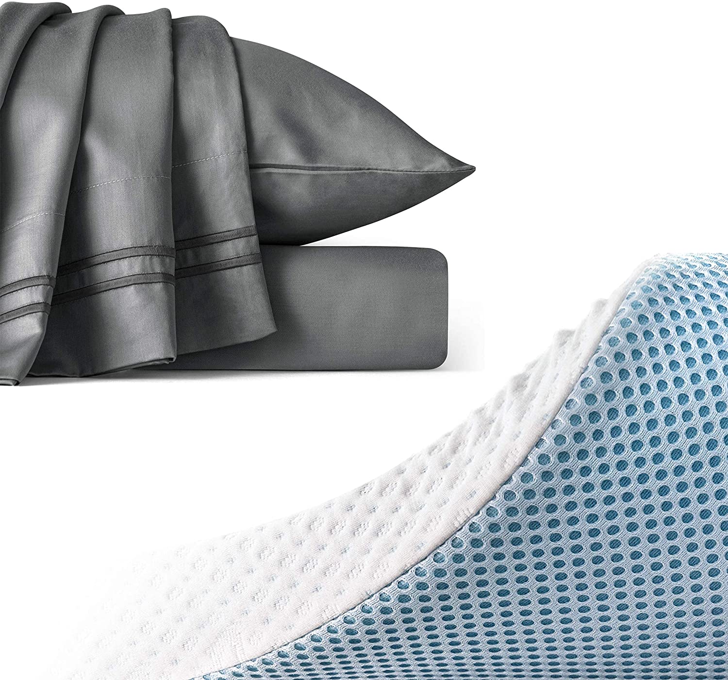 Price:$199.99 4-inch Mattress Topper with Covers Twin XL and 2-Piece Duvet Cover Set Gray Twin/Twin XL Bundle : Home & Kitchen