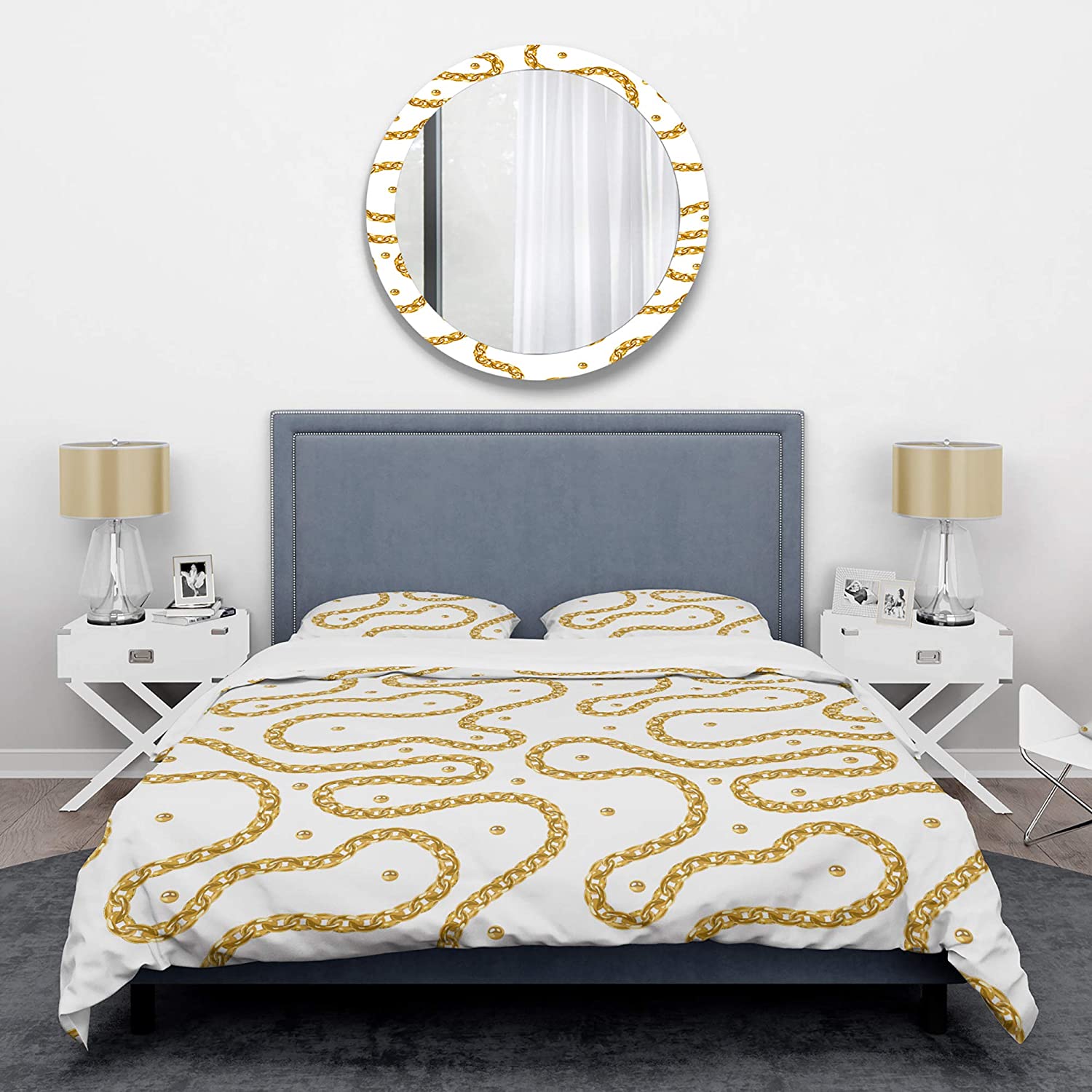 Price:$120.04 'Golden Chain Necklace' Mid-Century Modern Duvet Cover Set : Home & Kitchen