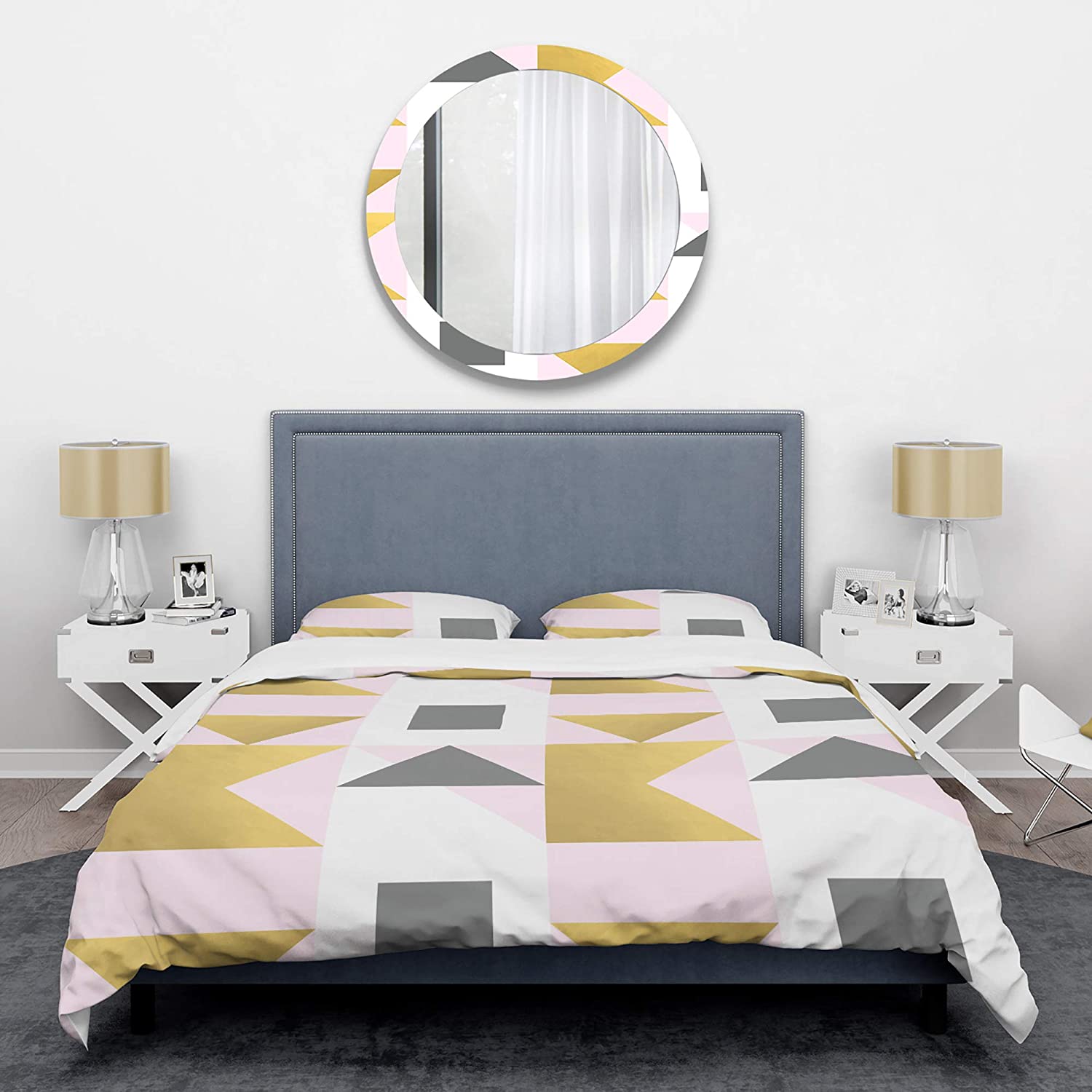 Price:$120.04 'Triangular Gold Design' Mid-Century Modern Duvet Cover Set : Home & Kitchen