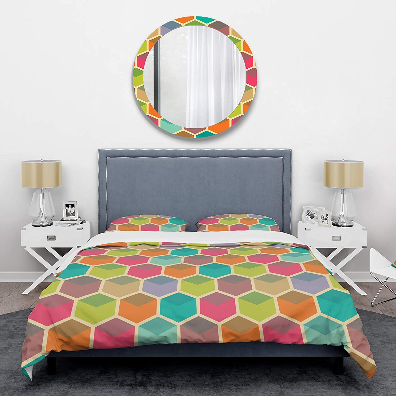 Price:$120.04 'Retro Hexagon Pattern I' Mid-Century Modern Duvet Cover Set : Home & Kitchen