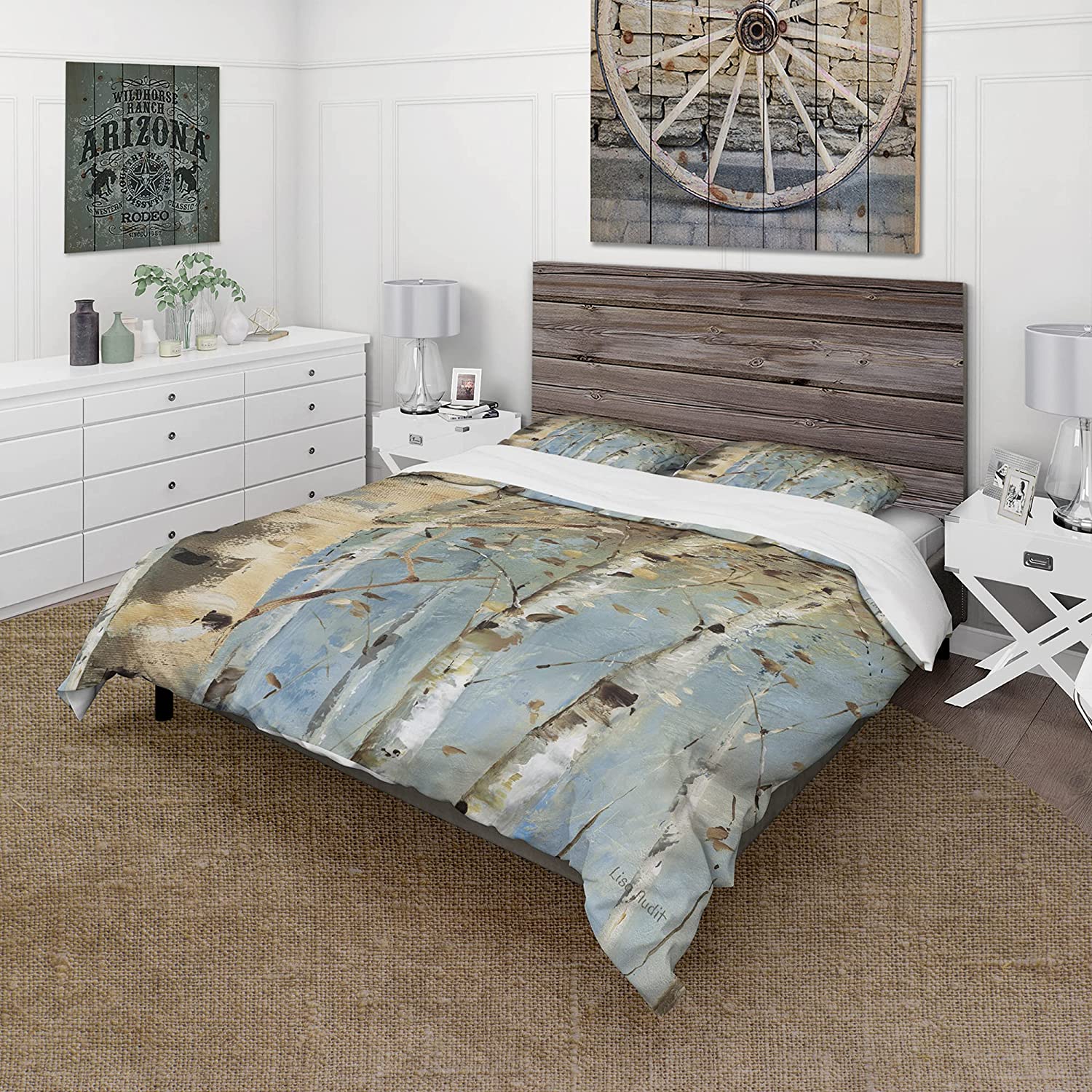 Price:$120.04 'White Birch Forest I' Farmhouse Duvet Cover Set : Home & Kitchen