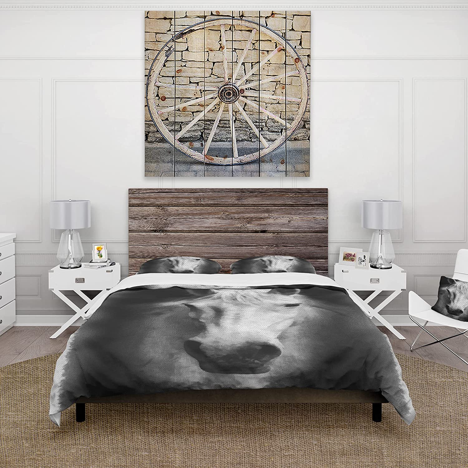 Price:$109.78 'Farmhouse Horse I' Farmhouse Duvet Cover Set : Home & Kitchen