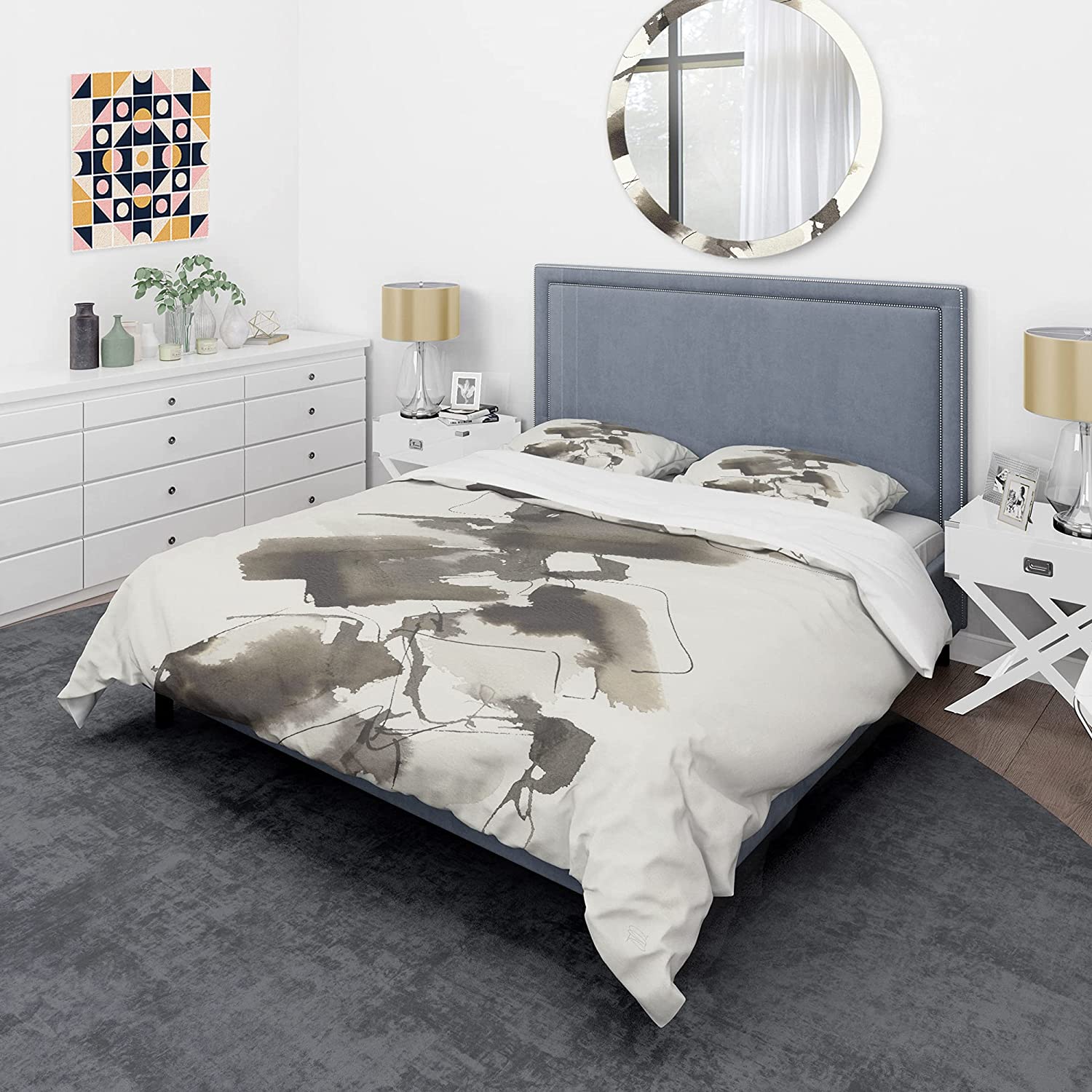 Price:$109.78 'Geometric Glam Square I' Glam Duvet Cover Set : Home & Kitchen