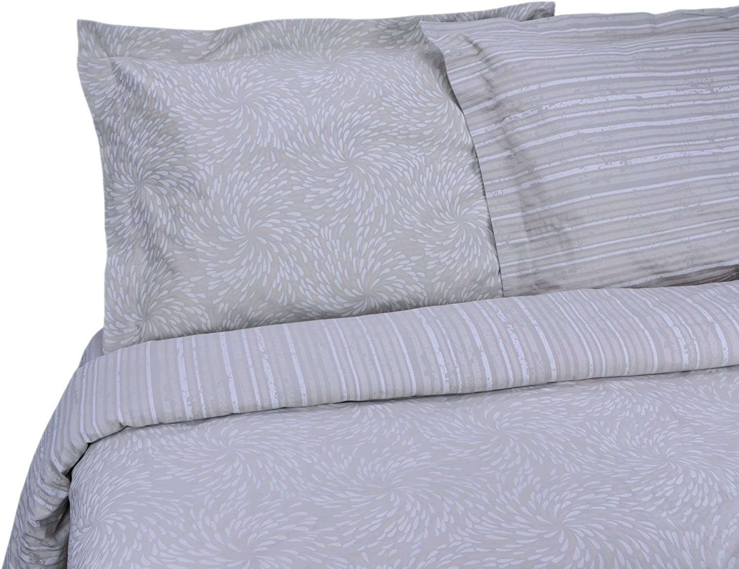 Price:$34.99 Home Reflections Collection Teardrop/Stripe Reversible 300 Thread Count 100-Percent Cotton Sateen Twin 2-Piece Duvet Set, Mocha : Home & Kitchen
