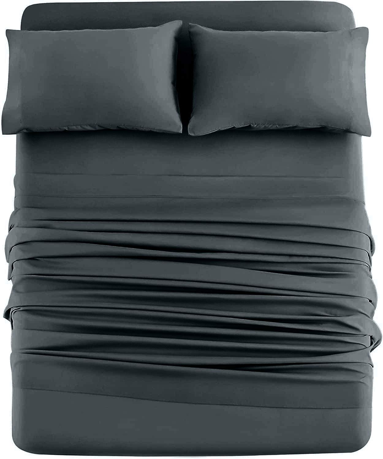 Price:$44.99 RIVER Queen Jersey Sheet Set| Luxury Heather 100% Cotton Bed Sheets| T-Shirt Sheets| All Season Bedding| Soft Comfortable Deep Pocket Jersey Cotton Bed Sheets (4Pc, Queen, Dark Gray) : Home & Kitchen