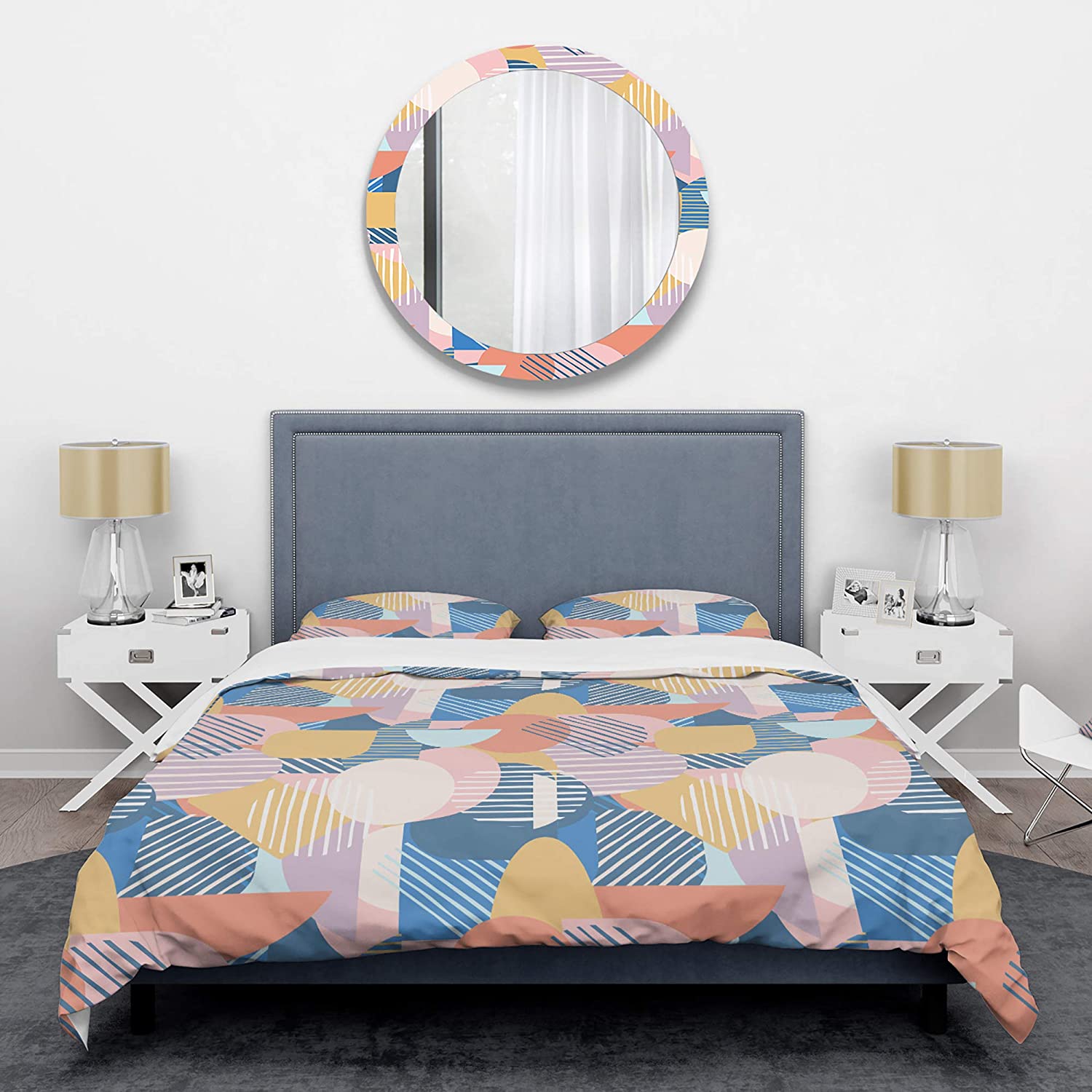 Price:$85.76 'Trendy Contemporary Geometry Shapes Pattern' Mid-Century Modern Duvet Cover Set : Home & Kitchen