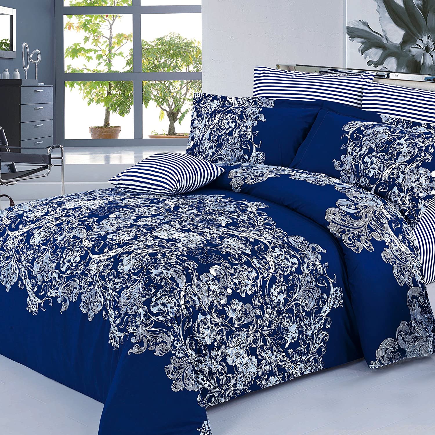 Price:$99.50 HOME 4 Piece Alexis 100% Cotton Duvet Cover Set, Queen : Home & Kitchen