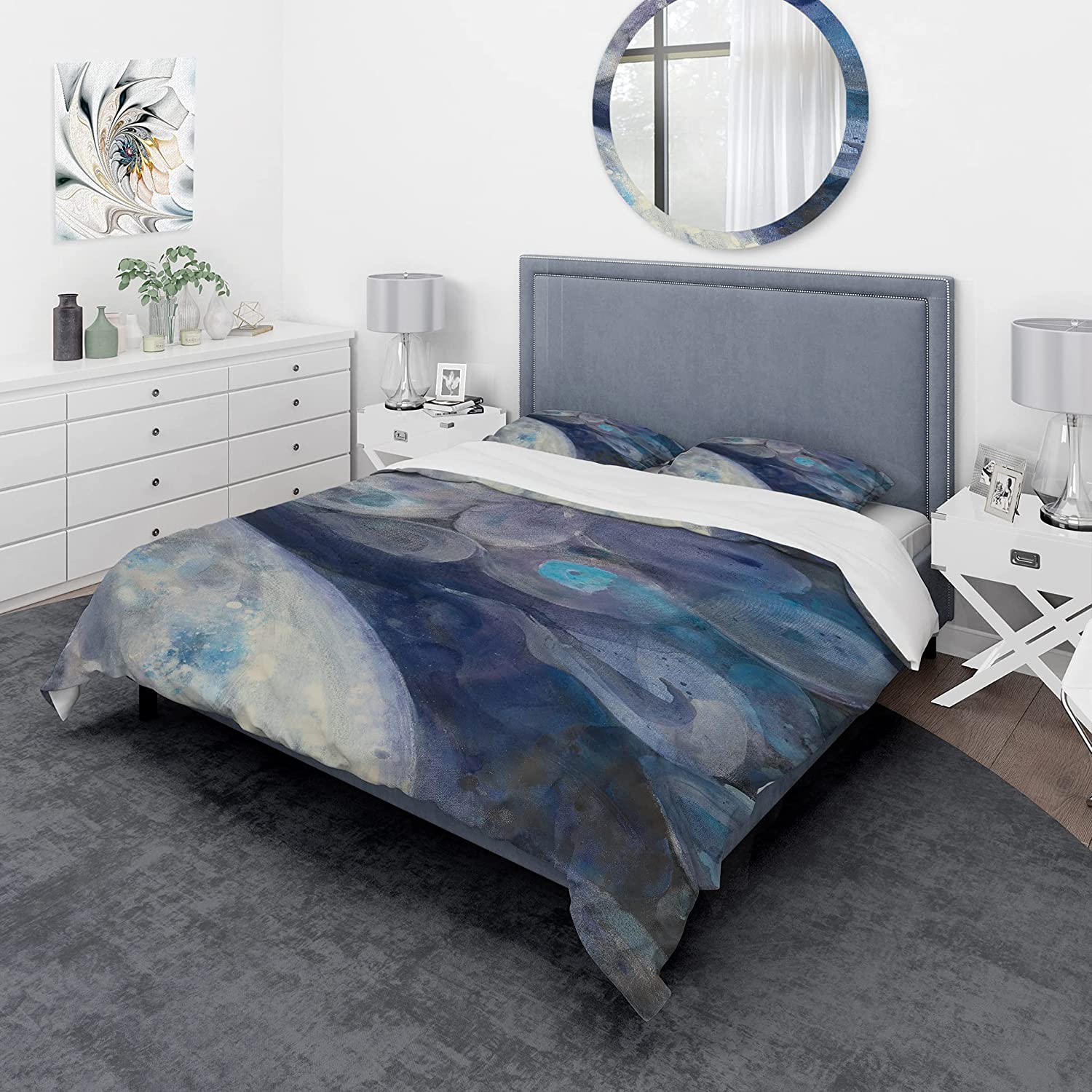 Price:$85.76 'Into The Indigo Stream I' Geometric Duvet Cover Set : Home & Kitchen