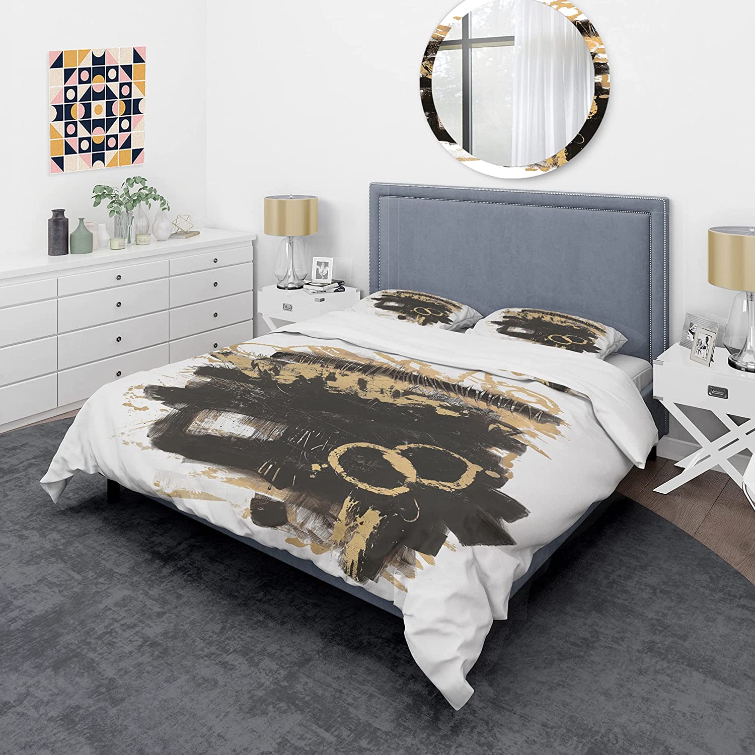 Price:$109.78 'Gold and Black Drift II' Glam Duvet Cover Set : Home & Kitchen