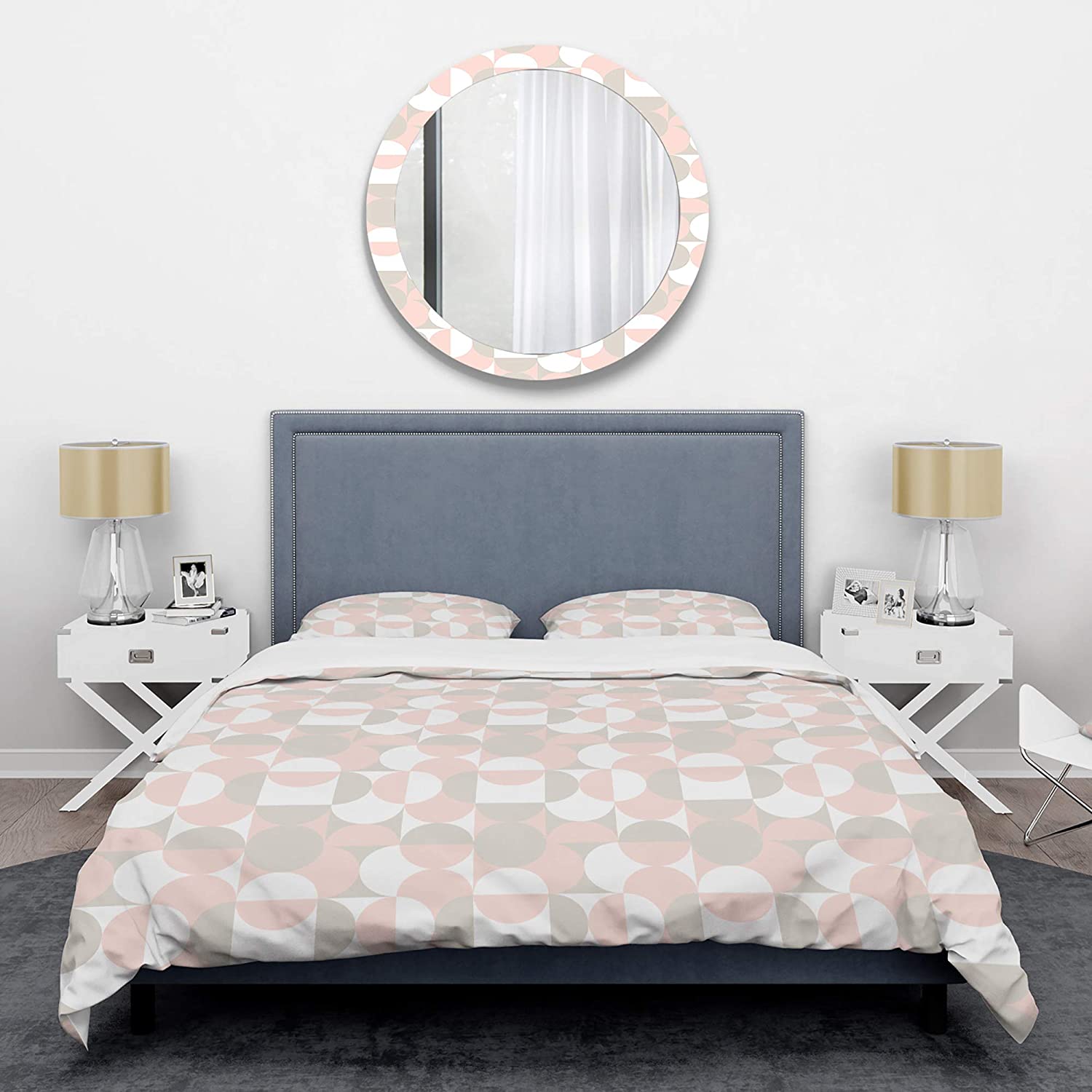 Circular Pattern III' Mid-Century Modern Duvet Cover Set : Home & Kitchen