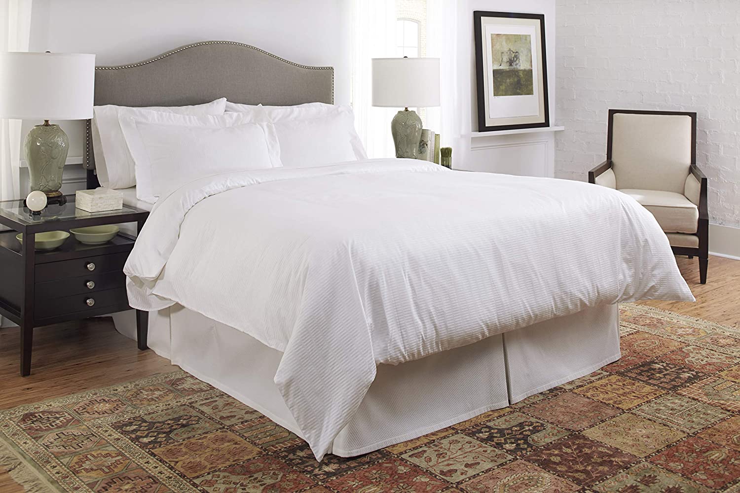 Price:$89.99 450TC Dobby Cotton Cal K, White Duvet Set, King King : Home & Kitchen