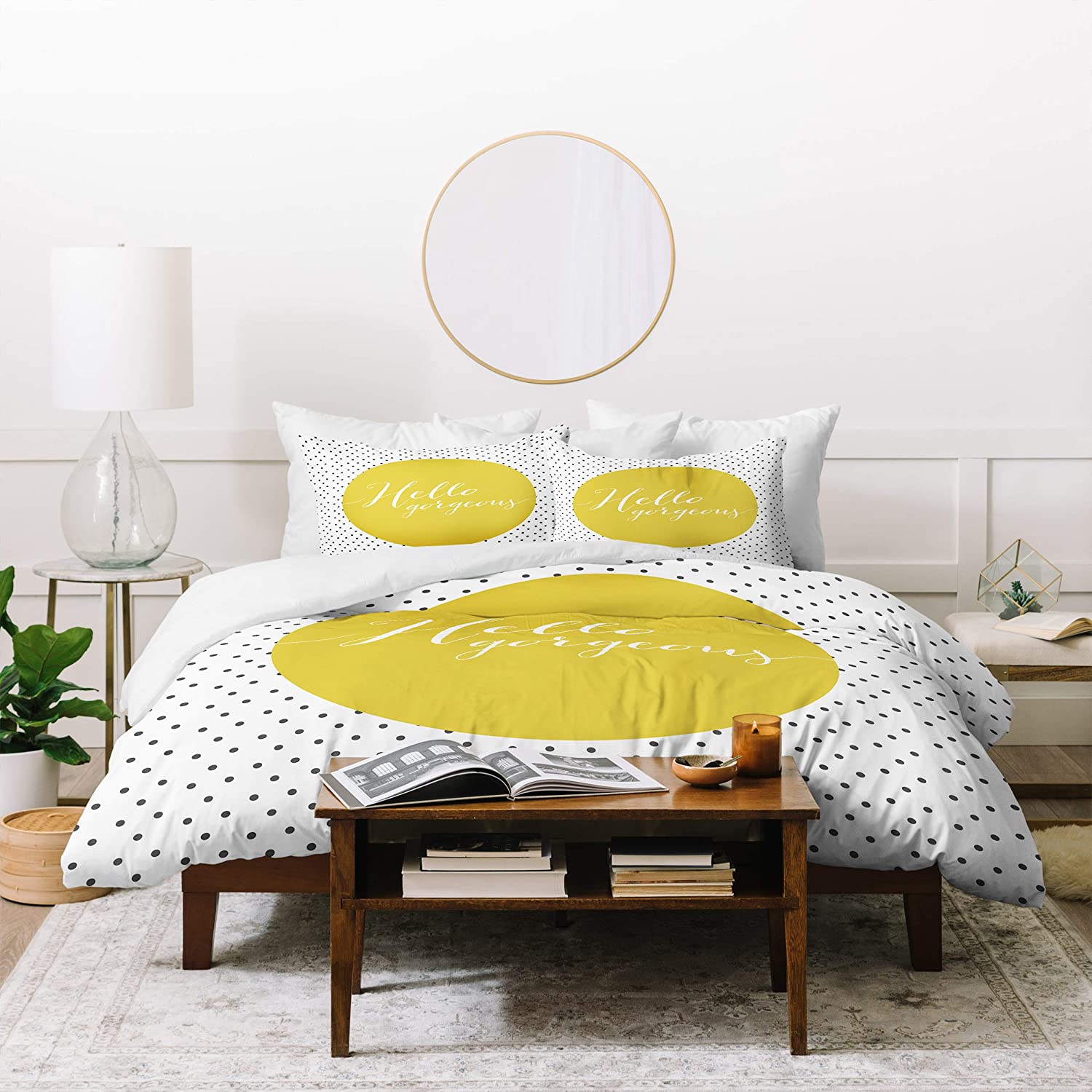 Price:$203.06 Designs Allyson Johnson Hello Gorgeous Duvet Set with Two Pillow Shams, King, Yellow : Home & Kitchen