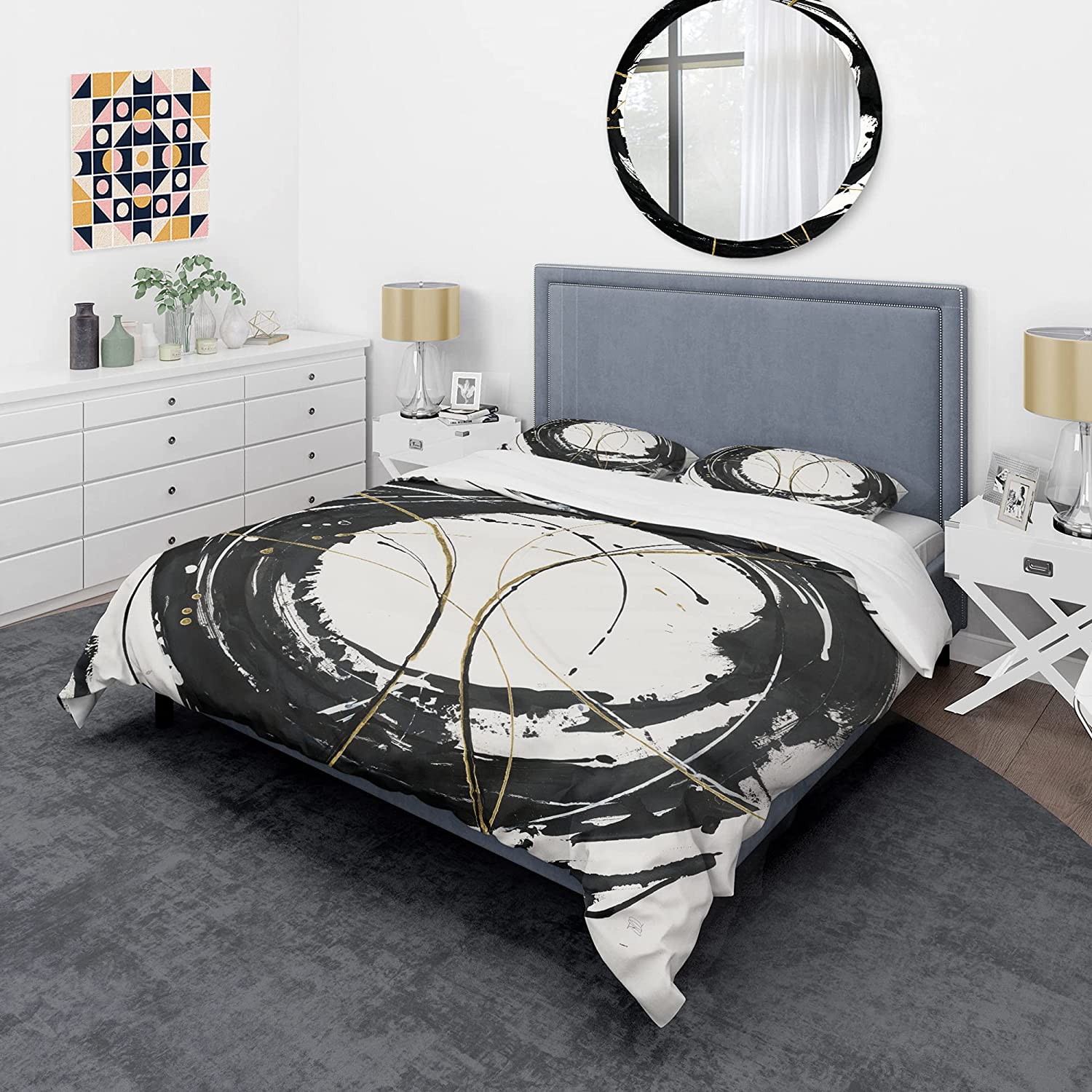 Price:$120.04 'Gold Metallic Circle' Glam Duvet Cover Set : Home & Kitchen