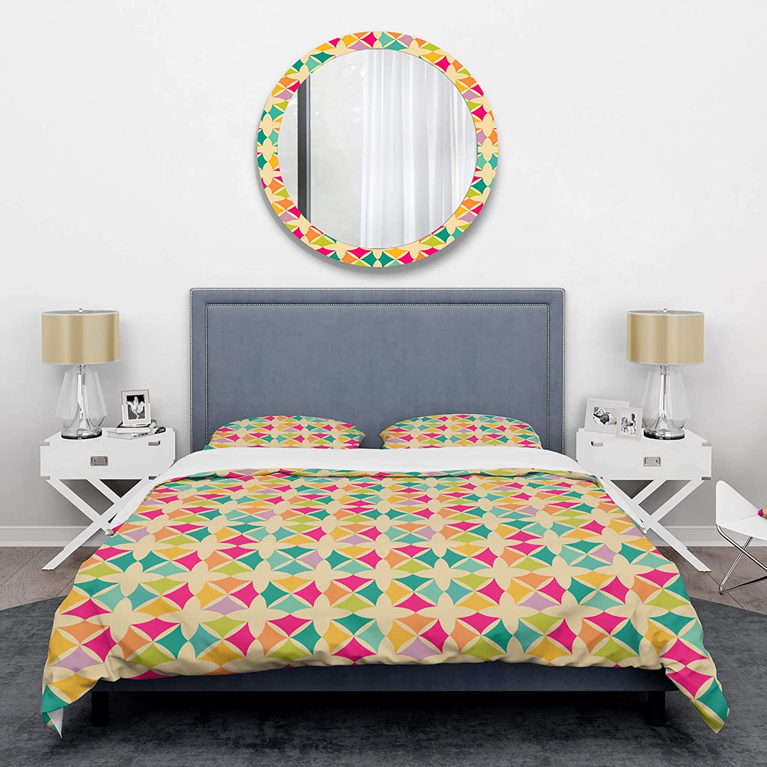 Price:$109.78 'Abstract Retro Geometric Pattern III' Mid-Century Modern Duvet Cover Set : Home & Kitchen