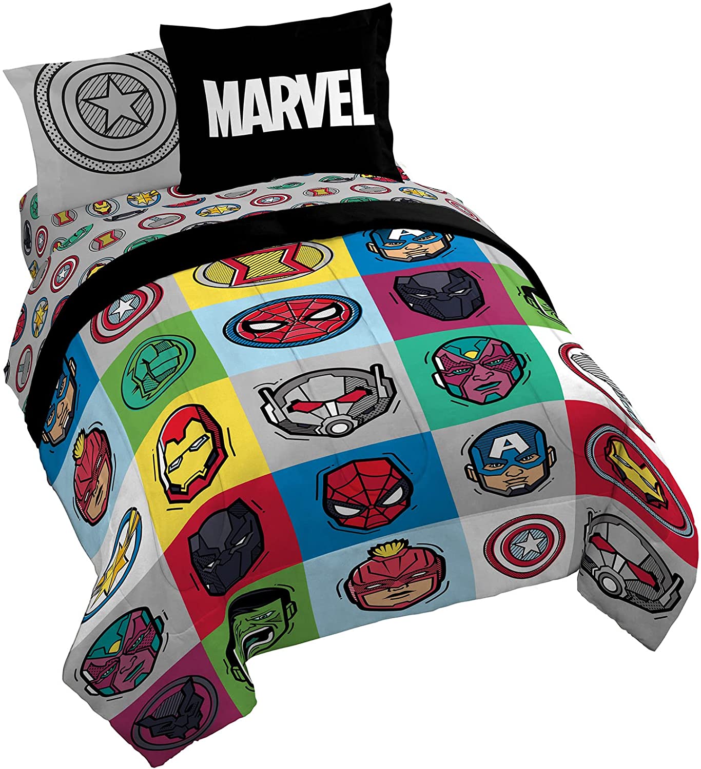 Price:$89.99 Franco Marvel Avengers Pop 7 Piece Queen Size Bed Set - Includes Comforter & Sheet Set - Super Soft Fade Resistant Microfiber (Official Marvel Product) : Home & Kitchen