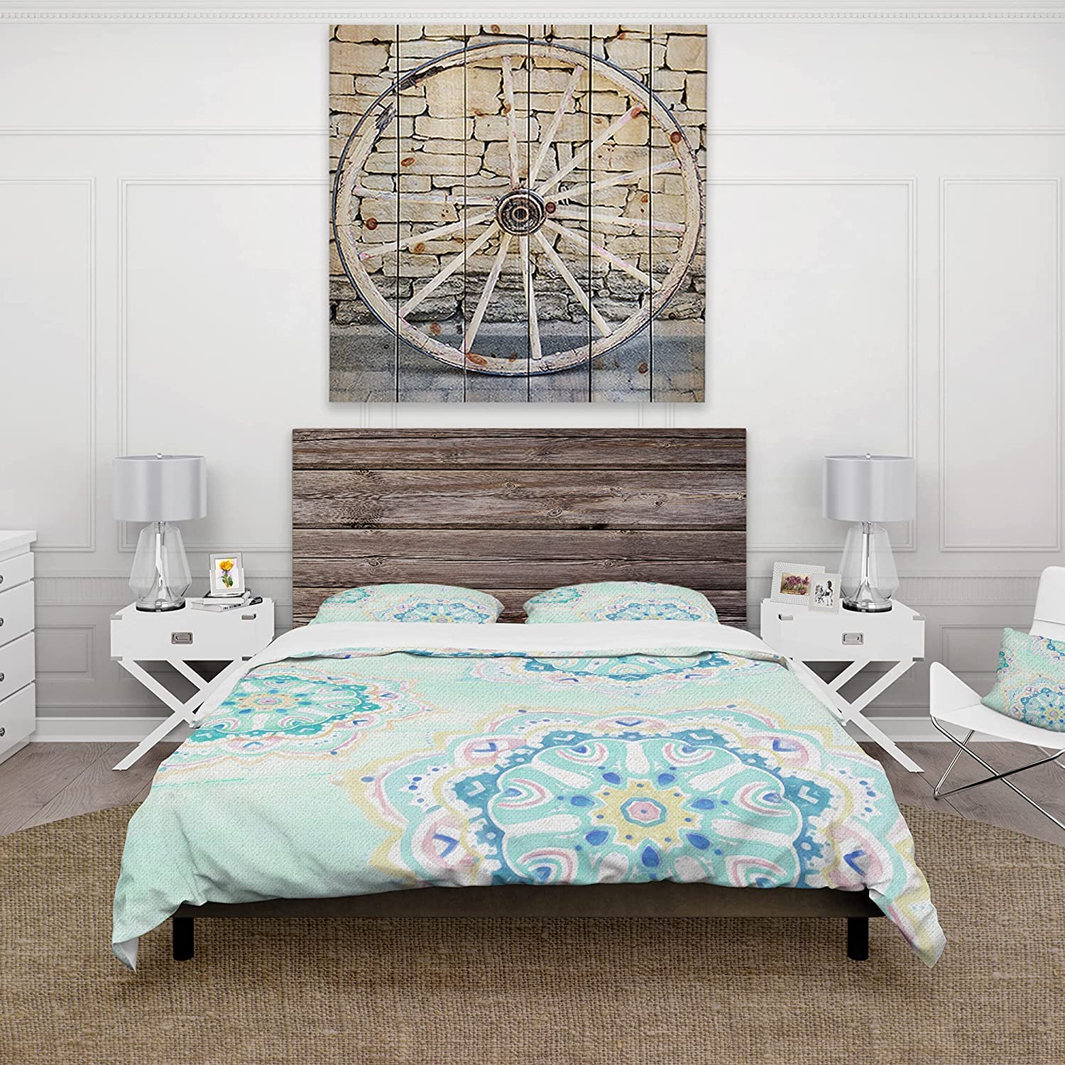 Price:$109.78 'Watercolor Mandalas V' Traditional Duvet Cover Set : Home & Kitchen