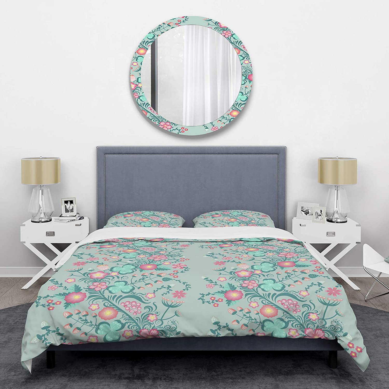 Price:$109.78 'Spring Floral Pattern in Soft Pastel Colors' Mid-Century Modern Duvet Cover Set : Home & Kitchen
