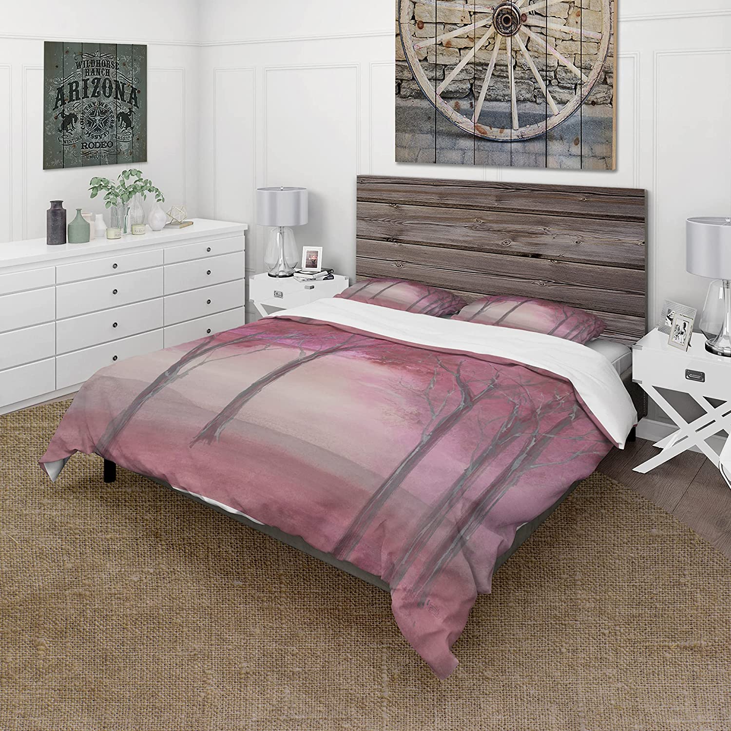 Price:$120.04 'Pink Forest' Cottage Duvet Cover Set : Home & Kitchen