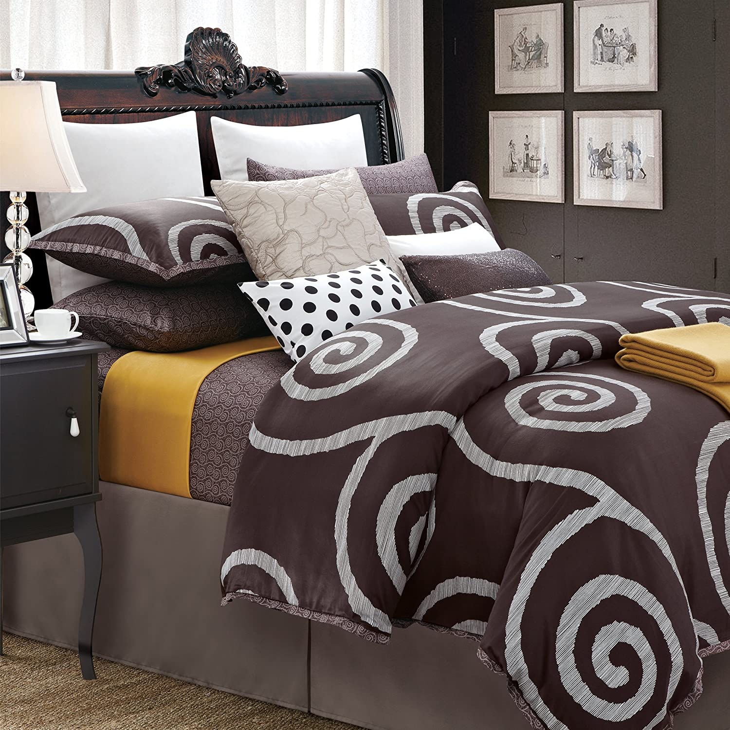Price:$108.57 7-Piece Cotton Duvet Set, Queen, Serenity Coffee : Home & Kitchen