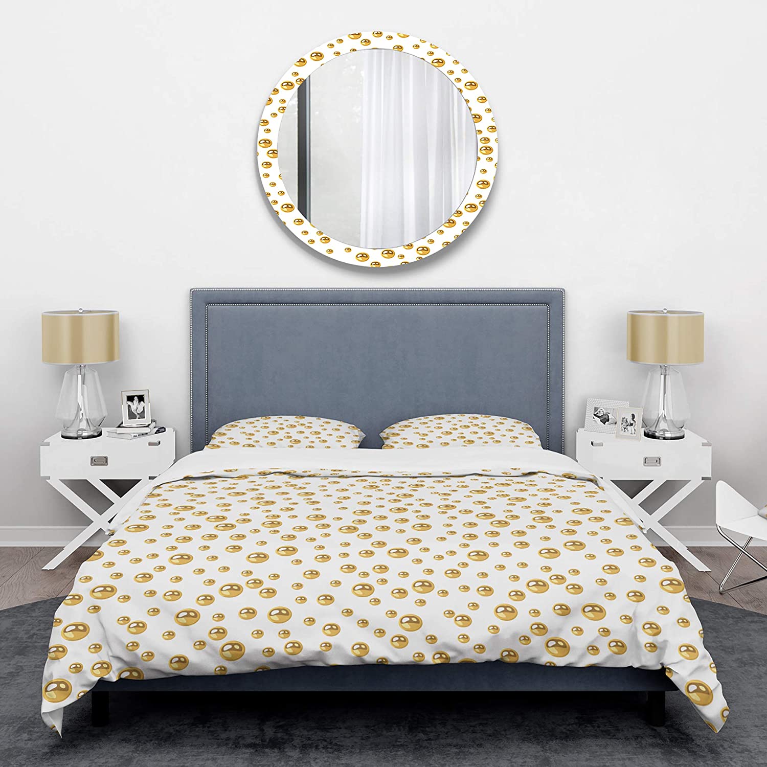 Price:$109.78 'Golden Circular Pattern II' Mid-Century Modern Duvet Cover Set : Home & Kitchen