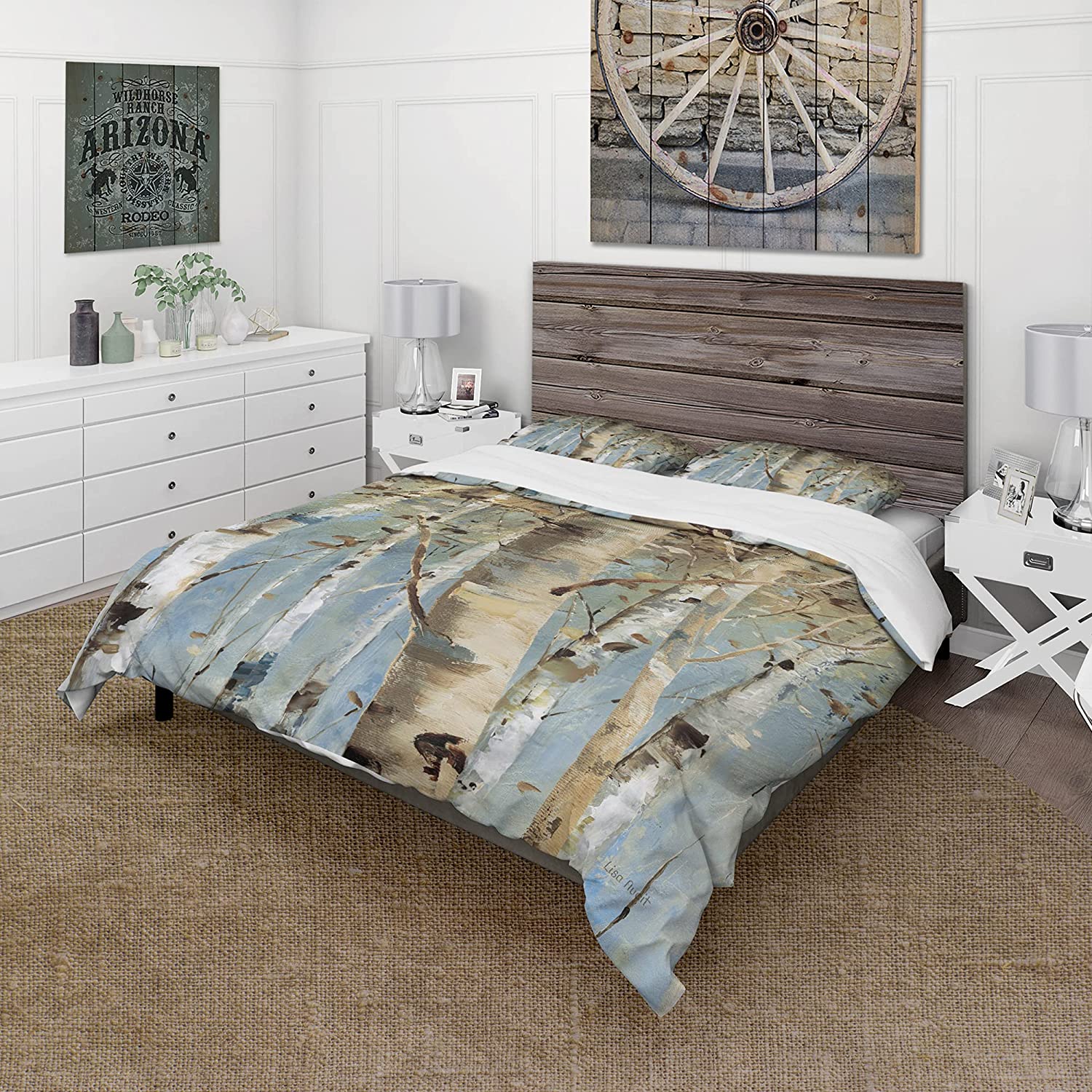 Price:$120.04 'White Birch Forest II' Farmhouse Duvet Cover Set : Home & Kitchen