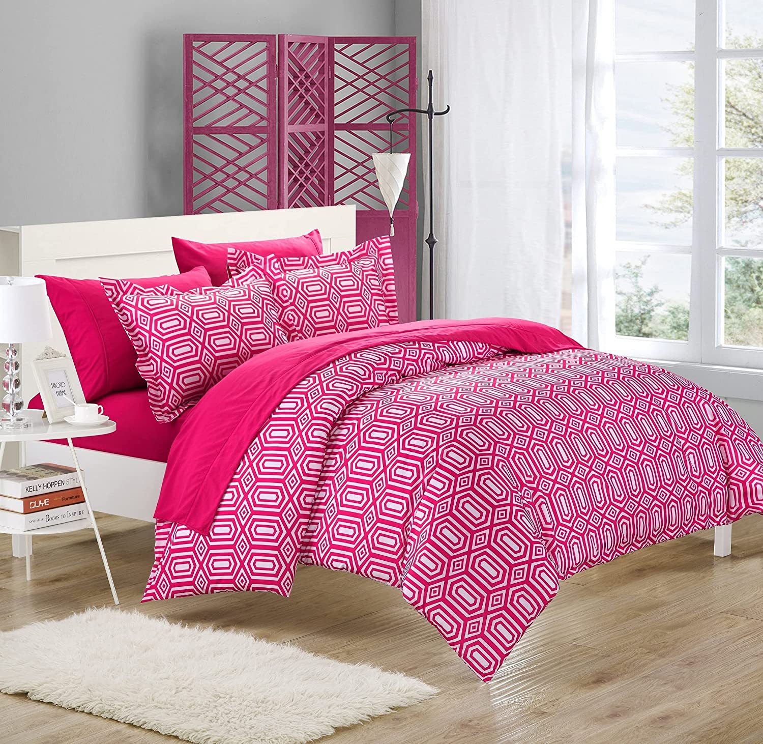 Price:$50.30 Home Tina Printed Contemporary 3-Piece Duvet Cover Set, Full, Pink : Home & Kitchen