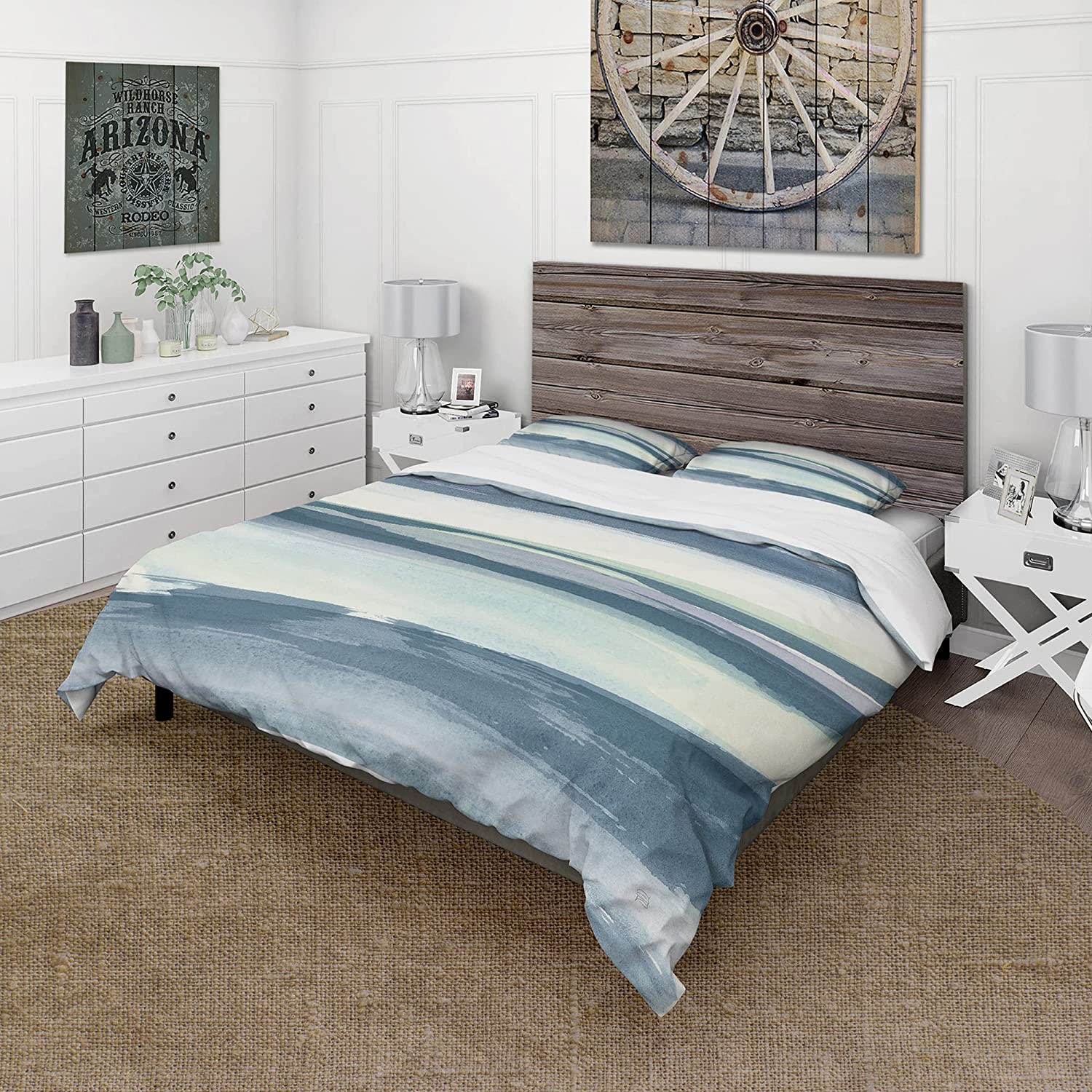 Price:$109.78 'Mint Indigo Dawn II' Cottage Duvet Cover Set : Home & Kitchen