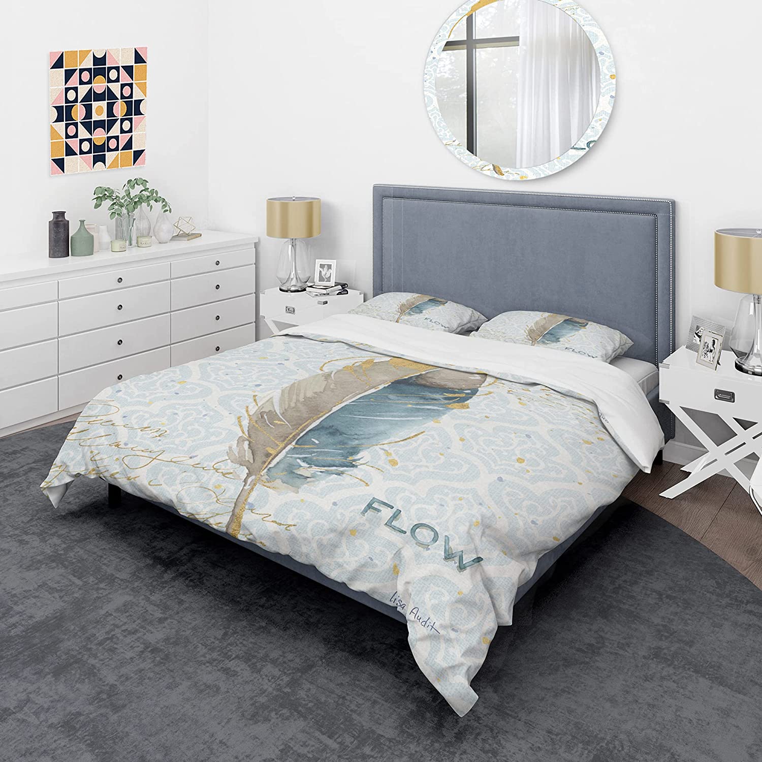 Price:$109.78 'Fields of Gold Watercolor Flower IV' Glam Duvet Cover Set : Home & Kitchen