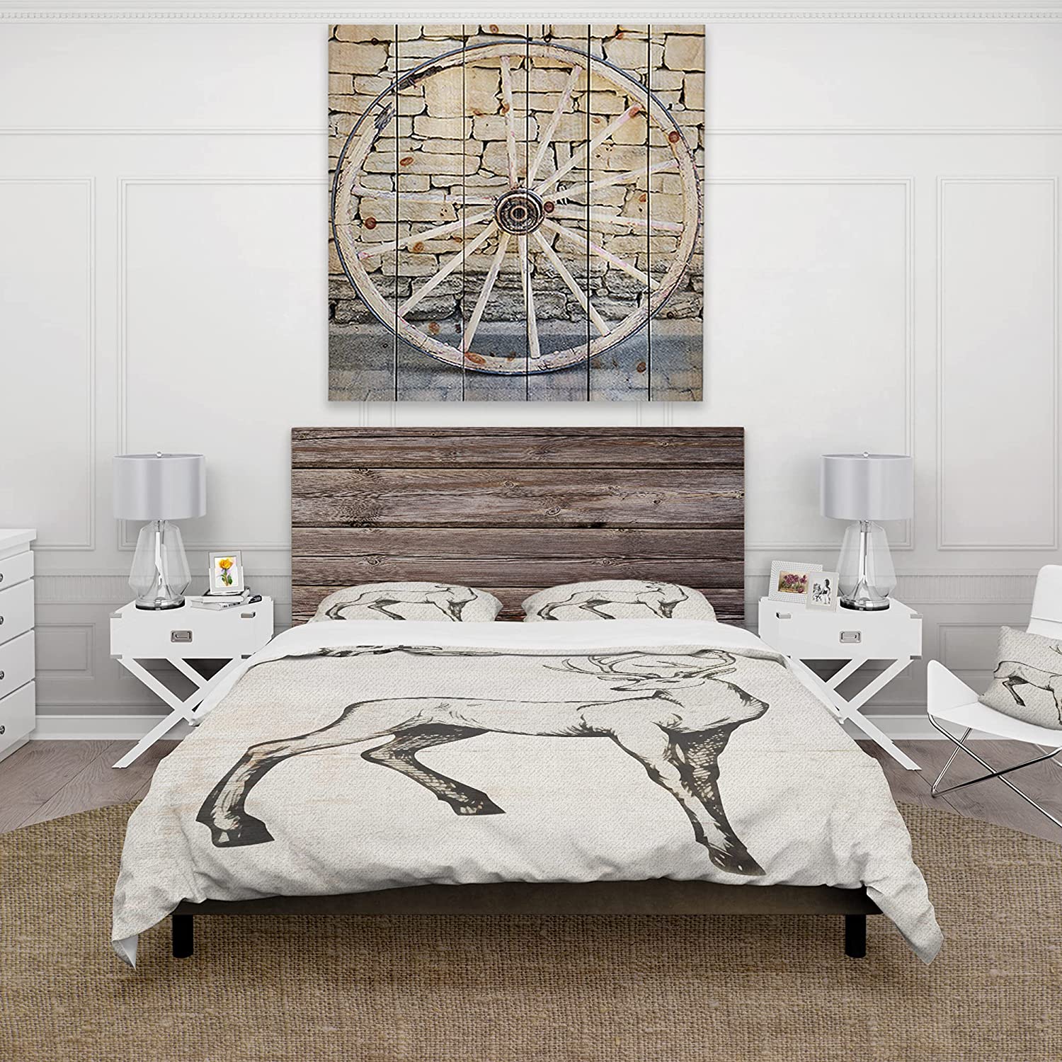 Price:$109.78 'Deer Wild and Beautiful VI' Farmhouse Duvet Cover Set : Home & Kitchen