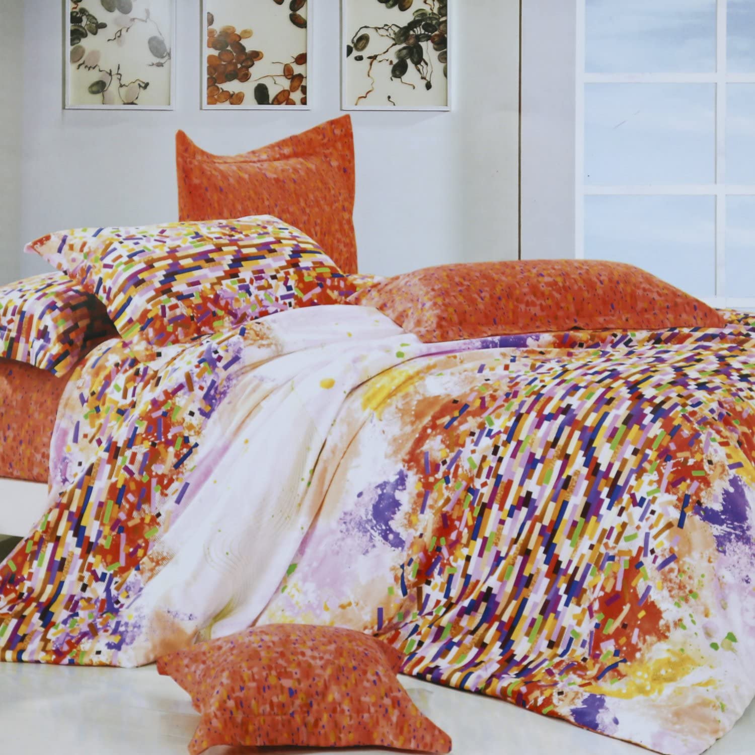 Price:$89.96 HOME Zest 100-Percent Cotton 4-Piece Duvet Cover Set, Queen : Home & Kitchen