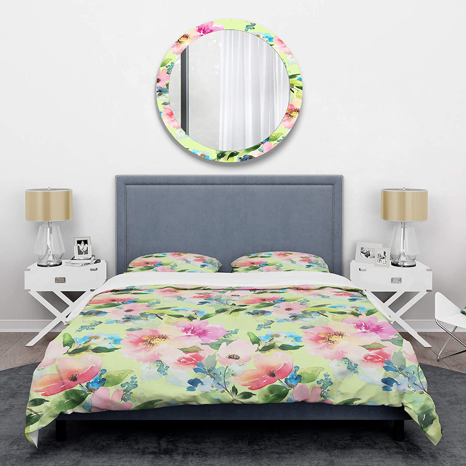 Price:$109.78 'Floral Botanical Retro IV' Mid-Century Modern Duvet Cover Set : Home & Kitchen