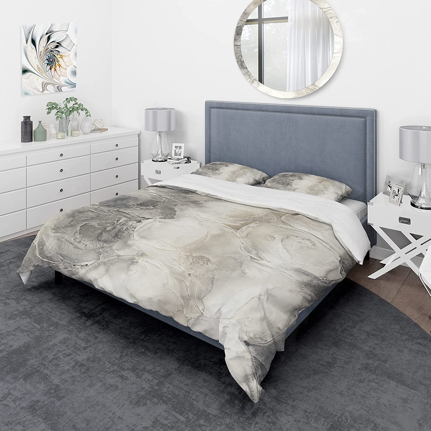 Price:$85.76 'Gray Circles I' Geometric Duvet Cover Set : Home & Kitchen