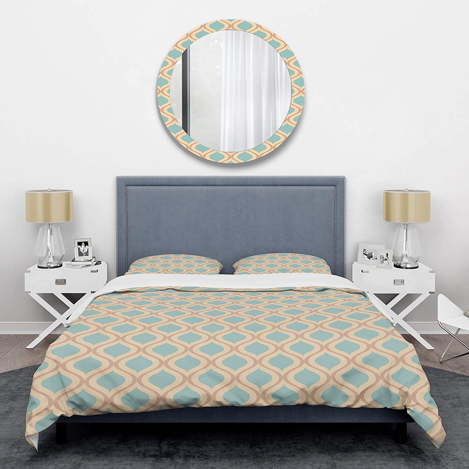 Price:$120.04 'Abstract Retro Geometrical Design V' Mid-Century Modern Duvet Cover Set : Home & Kitchen