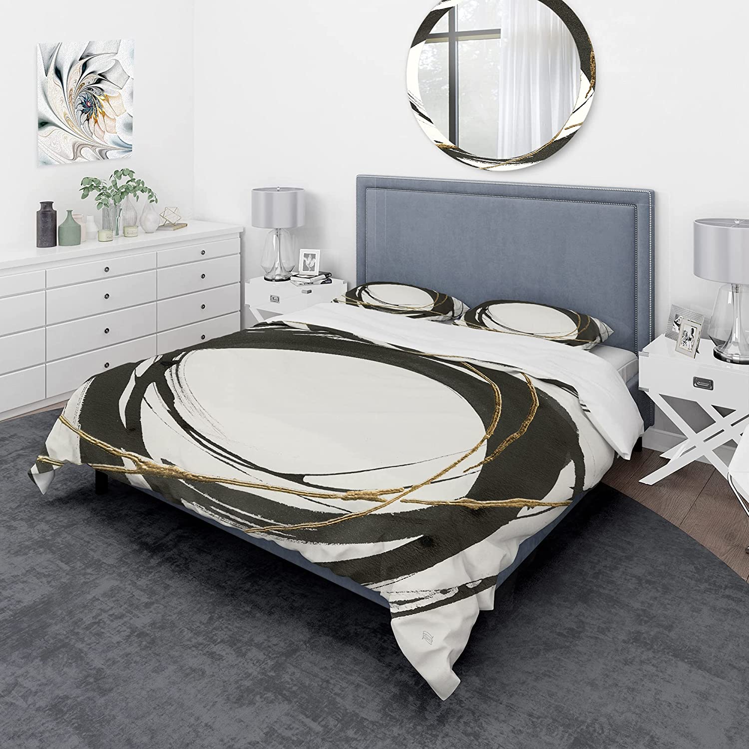 Price:$120.04 'Gold Glamour Circle II' Geometric Duvet Cover Set : Home & Kitchen