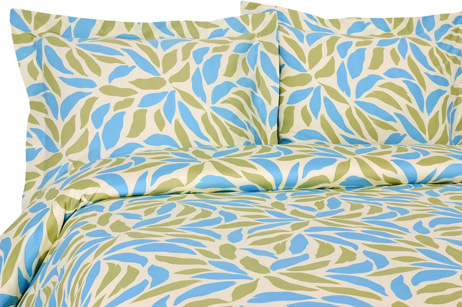 Price:$56.32 Home Products Malaga Collection 300 Thread Count Sateen 3-Piece Duvet/Sham Set, King, Blue/Green : Home & Kitchen