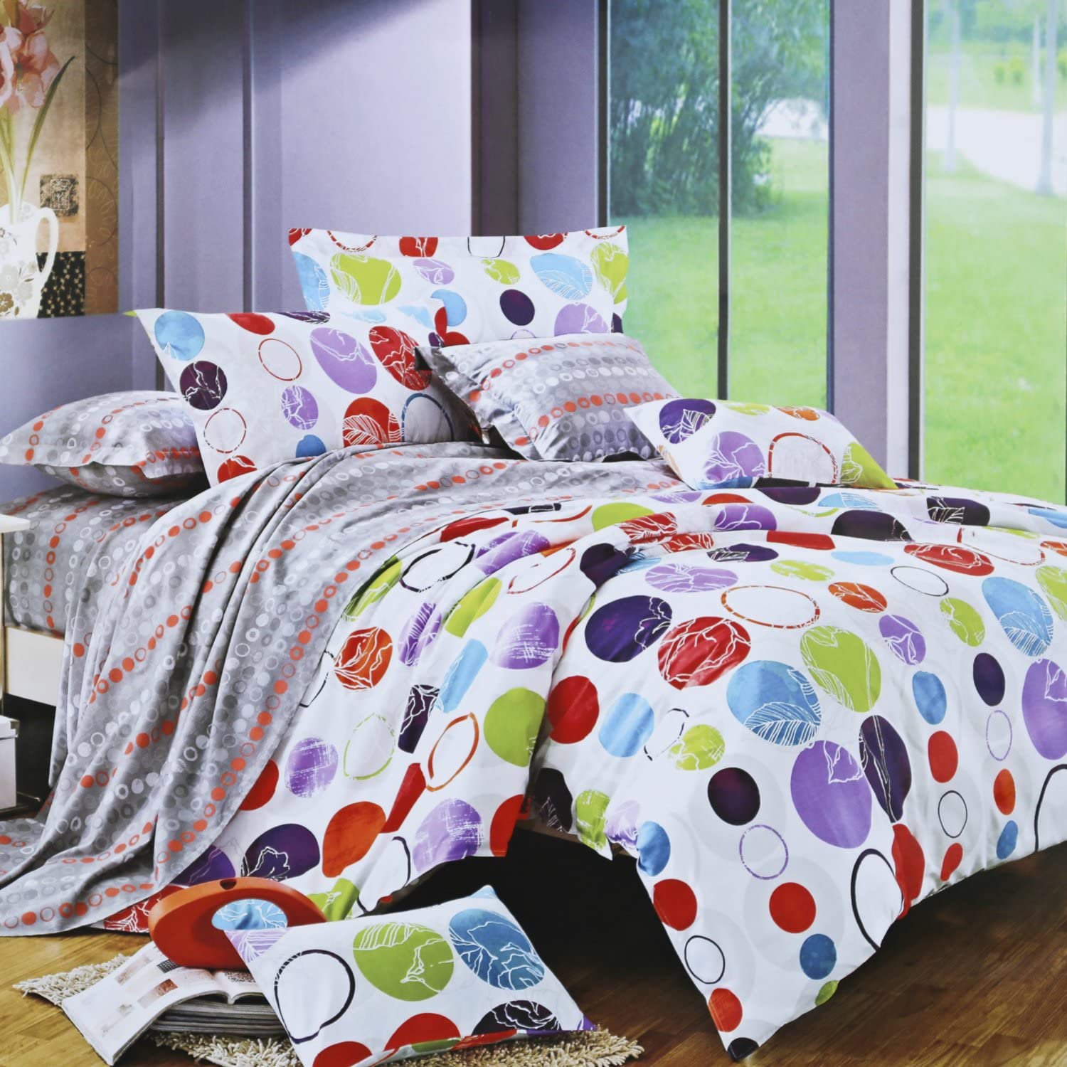 Price:$89.60 HOME Summertime 100-Percent Cotton 4-Piece Duvet Cover Set, Queen : Home & Kitchen