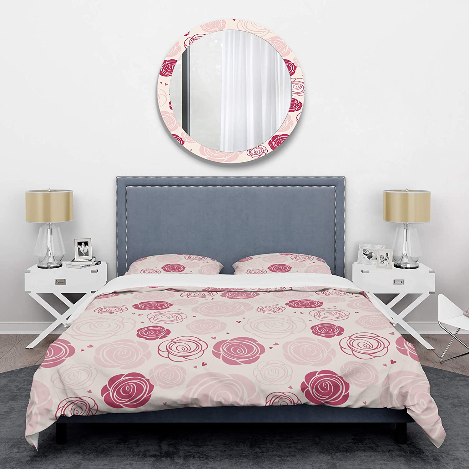 Price:$120.04 'Roses Pattern' Mid-Century Modern Duvet Cover Set : Home & Kitchen