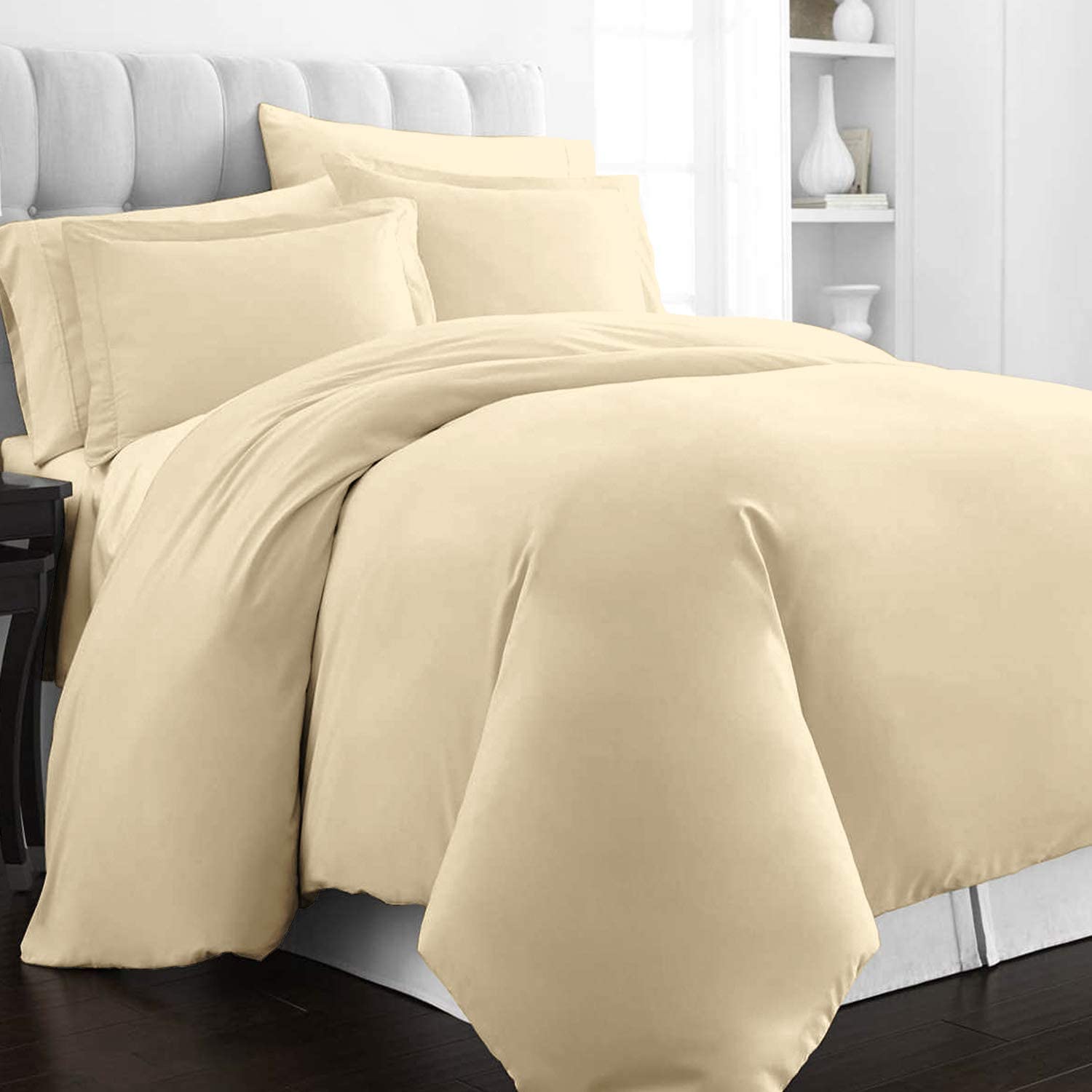 Price:$94.99 Thread Count 3 Piece Duvet Cover Set, 100% Long Staple Cotton Cream Super King XL Quilt Cover Set, Luxury Soft Sateen Weave Bedding Set with Button Closure (Cream Super King XL 3PC Duvet Cover) : Home & Kitchen