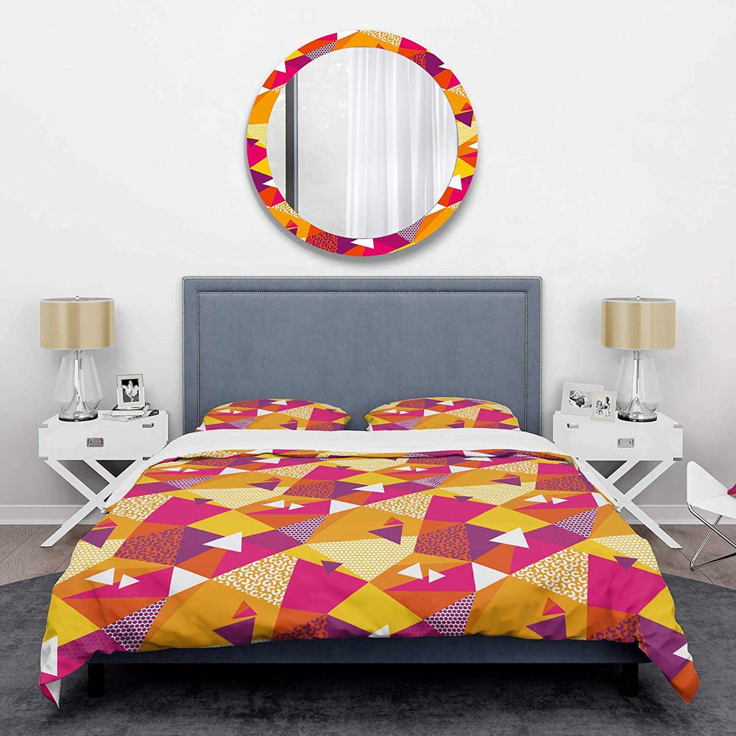 Price:$85.76 'Abstract Geometric Retro III' Mid-Century Modern Duvet Cover Set : Home & Kitchen