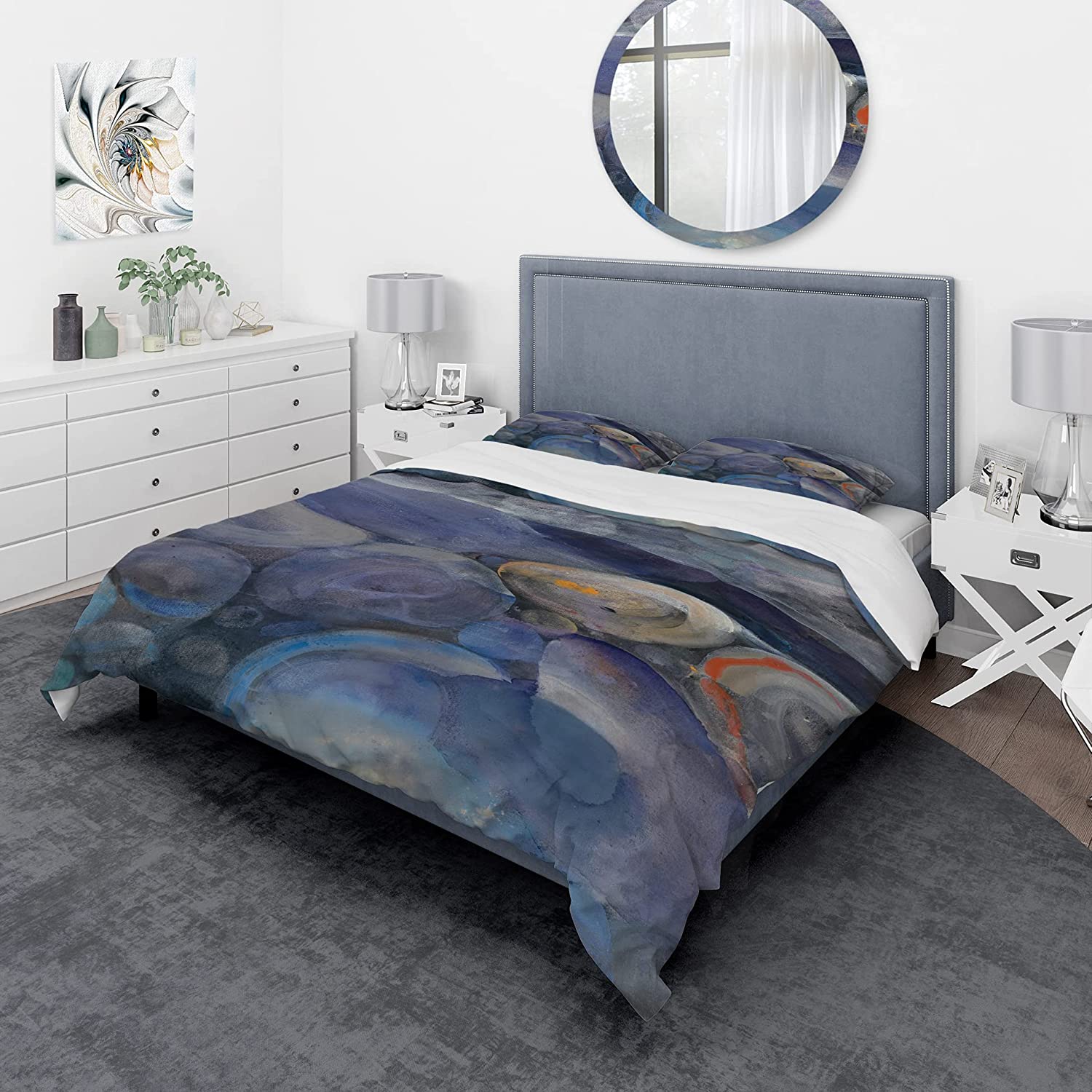 Price:$120.04 'Into The Indigo Stream II' Geometric Duvet Cover Set : Home & Kitchen