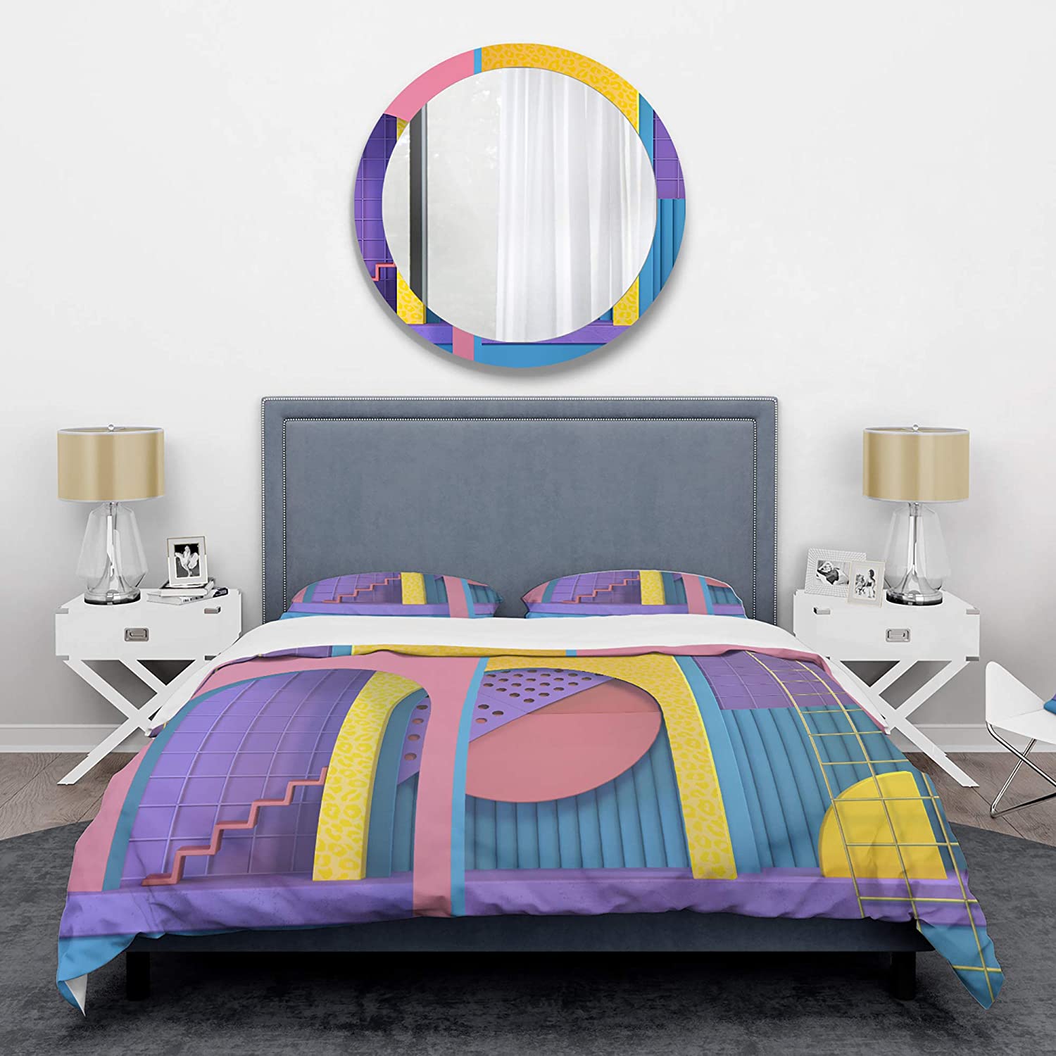 Price:$120.04 Retro Geometric Architecture' Mid-Century Modern Duvet Cover Set : Home & Kitchen