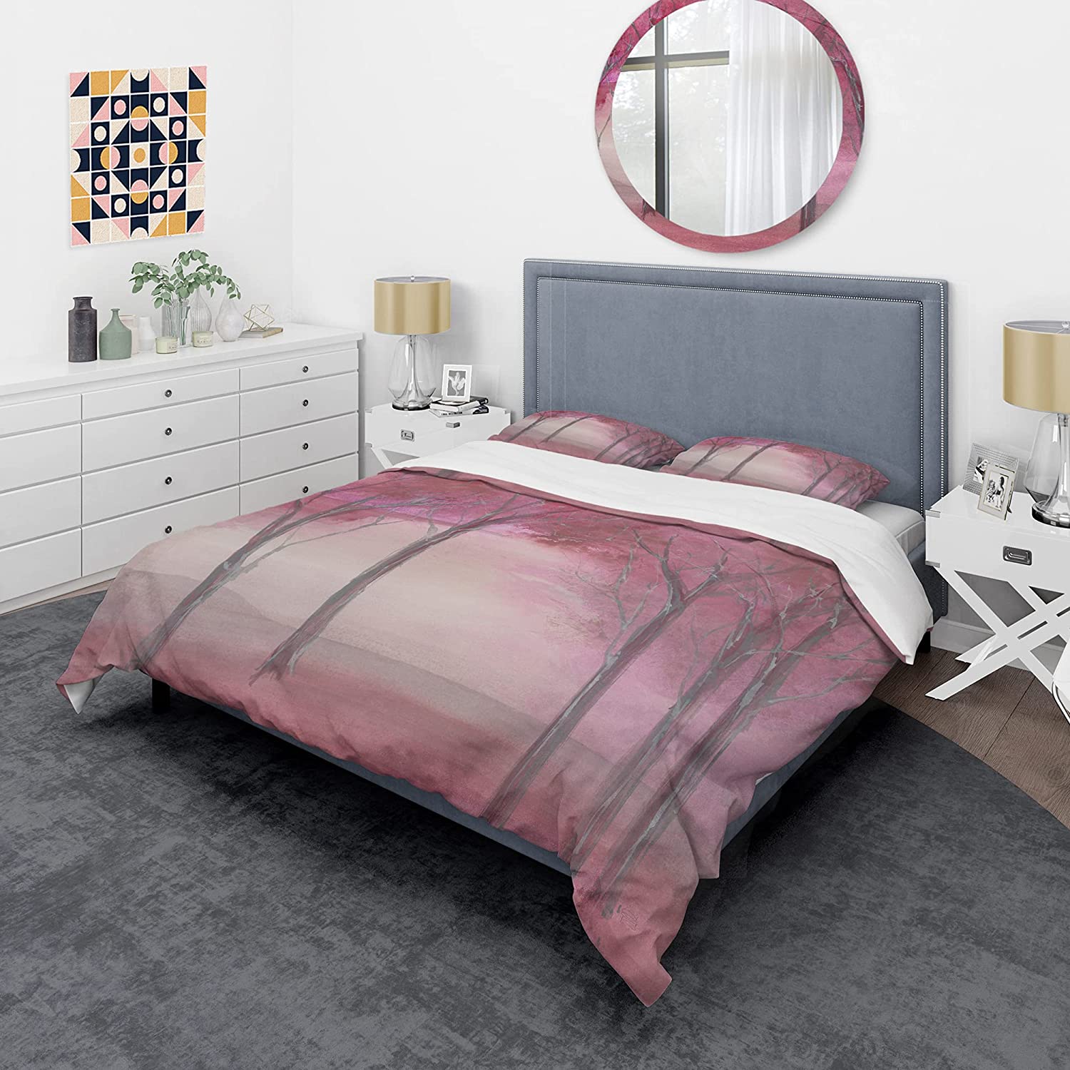 Price:$85.76 'Shabby Pink Under The Trees' Shabby Duvet Cover Set : Home & Kitchen